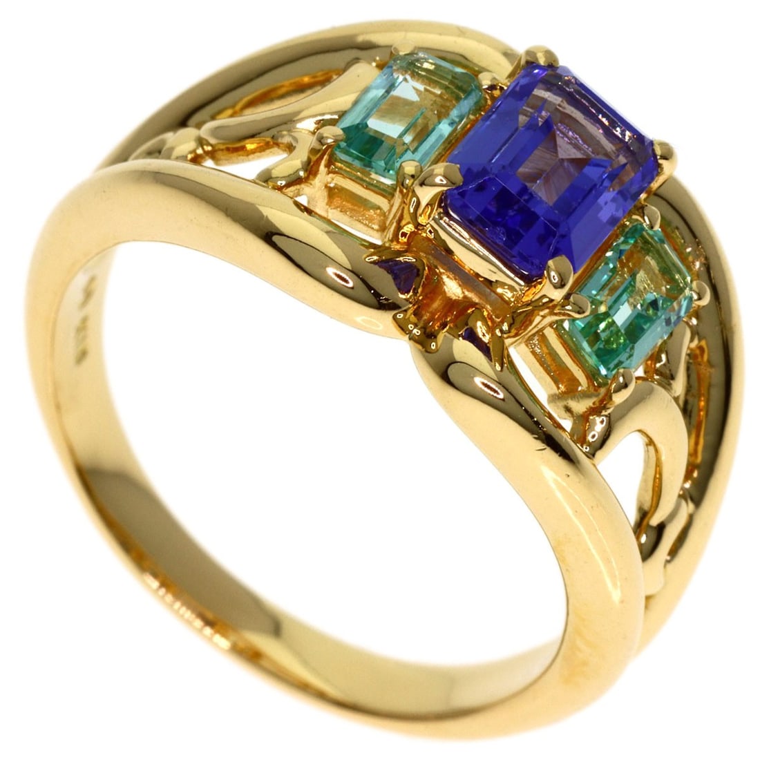 Tasaki Multi Stone Ring K18 Yellow Gold: Tasaki Multi Stone Ring K18 Yellow Gold K18 Yellow Gold multi stone ring features a unique design with a gold metal exterior. This 7.75 US ring size piece is made from 18k gold, a high purity metal, a