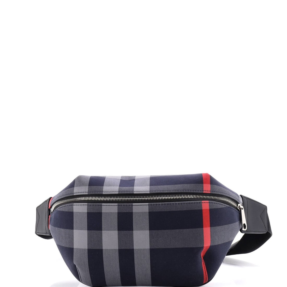 House Sonny Belt Canvas Burberry Check: House Sonny Belt Canvas Burberry Check Canvas House Sonny Belt Bag from Burberry, featuring a classic blue check exterior and black interior, with silver hardware and minor scuffs on the exterior and