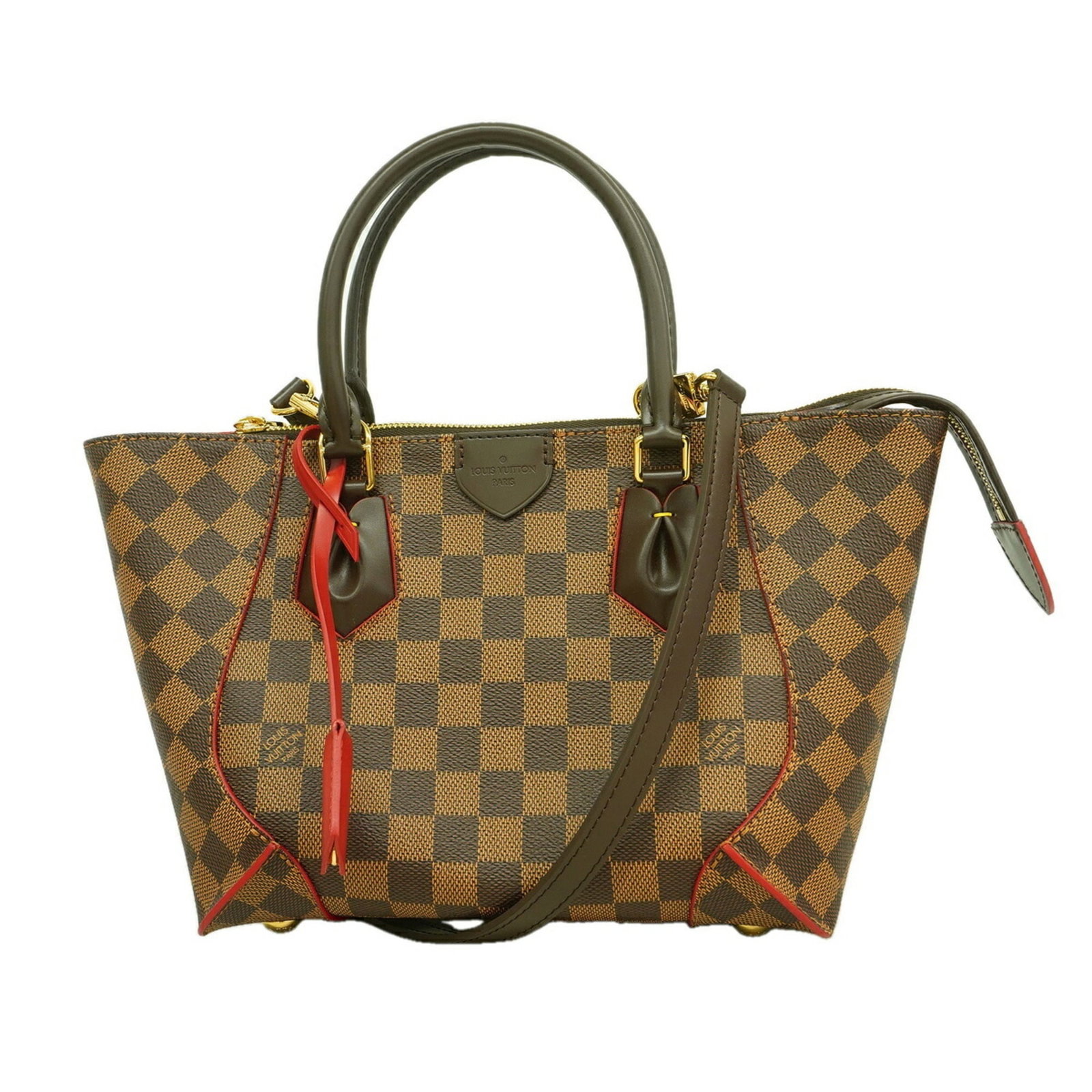 Handbag Louis Vuitton: Handbag Louis Vuitton Cerise and Ebene hues perfectly complement this Louis Vuitton handbag, showcasing the iconic monogram pattern in a striking, bold color combination. With its compact 18cm x