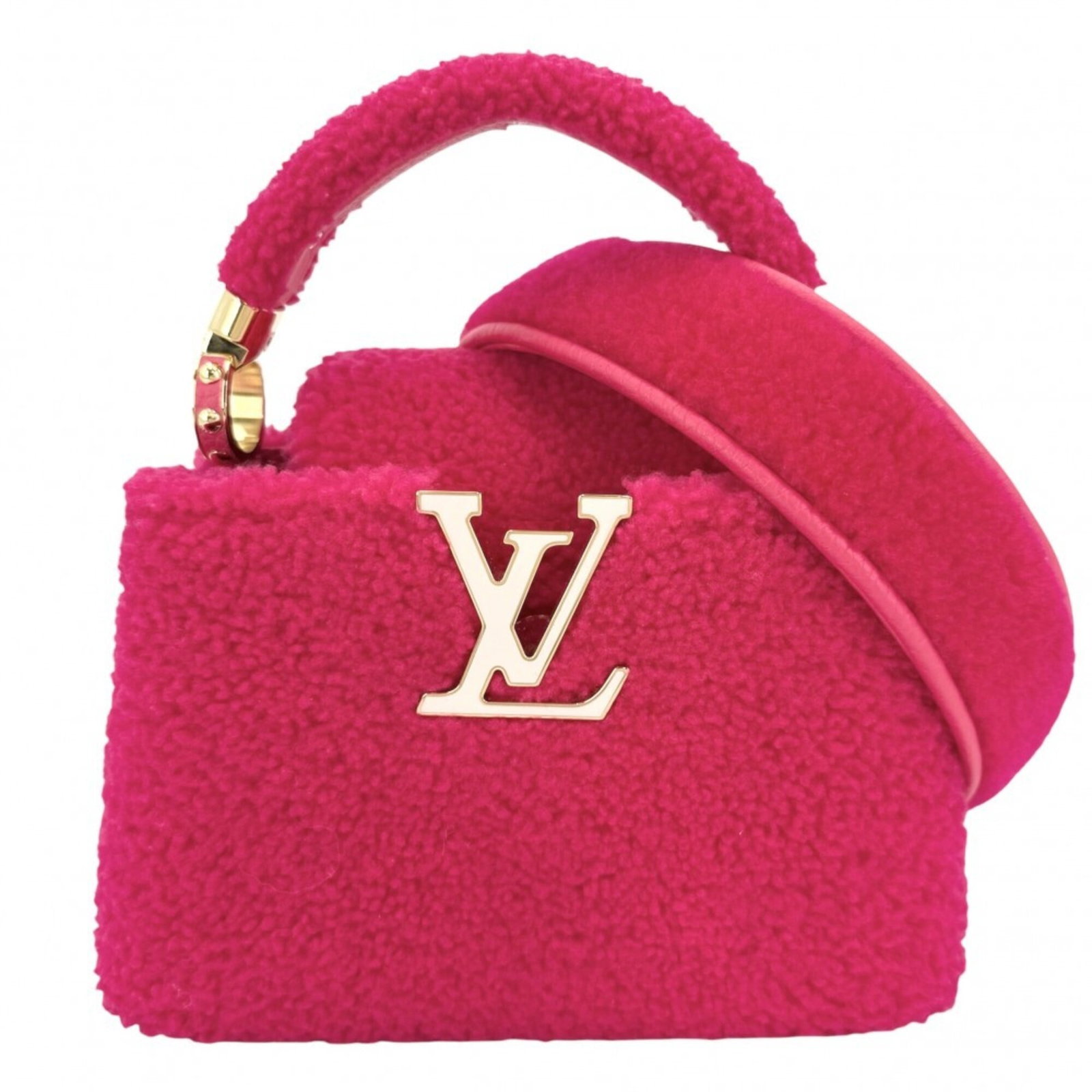 Shoulder Bag Handbag Leather Louis Vuitton: Shoulder Bag Handbag Leather Louis Vuitton Hot pink leather shoulder bag from Louis Vuitton, measuring 13.5cm x 21cm x 9cm. This stylish handbag features a signature from the artist, adding a touch of
