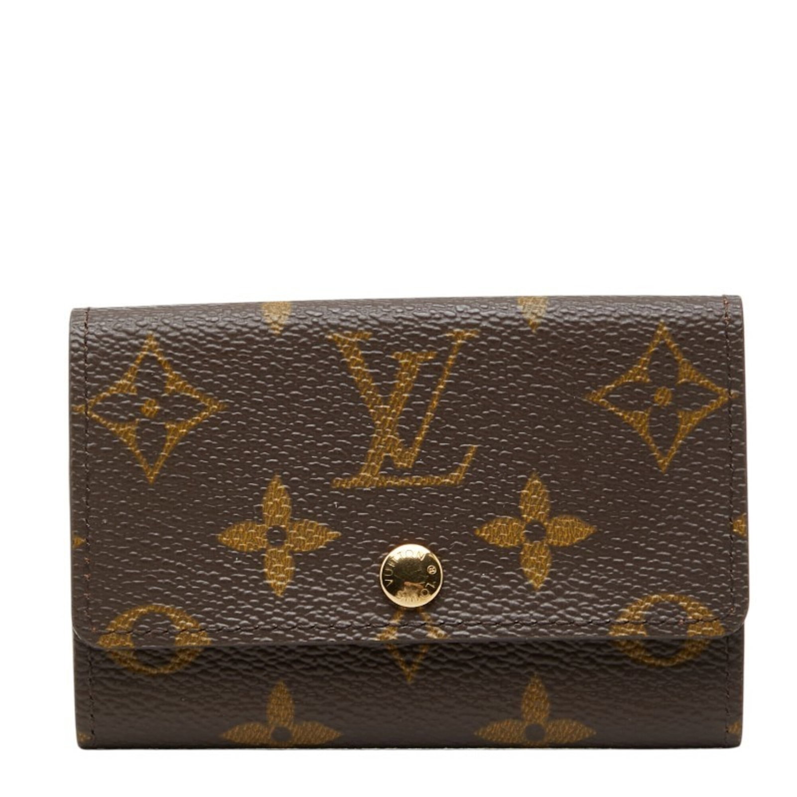 Louis Vuitton Keycase: Louis Vuitton Keycase The Louis Vuitton Keycase is a compact, brown leather accessory with a classic design. Its sleek dimensions and sturdy construction make it a practical and stylish addition to
