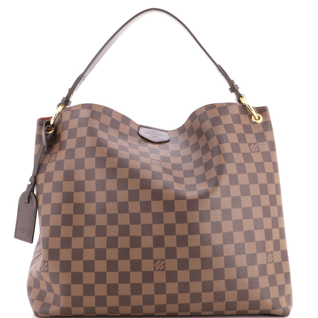 Handbag Damier MM by Louis Vuitton: Handbag Damier MM by Louis Vuitton Canvas Coated Damier MM Hobo Handbag by Louis Vuitton features a classic design with heavy corner wear, scuffs, and stains. The exterior measures 13" x 14" x 5"