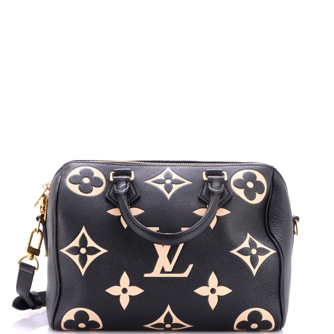 Speedy Giant Empreinte Bag Vuitton Louis Bicolor Monogram Bandouliere: Speedy Giant Empreinte Bag Vuitton Louis Bicolor Monogram Bandouliere Black Louis Vuitton Speedy Giant Empreinte Bag Vuitton Louis Bicolor Monogram Bandouliere features a bold monogram pattern and a c