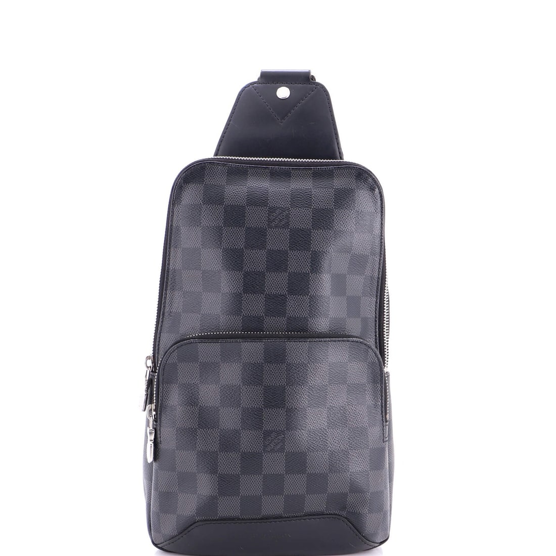 Damier Graphite Sling Bag Avenue Louis Vuitton: Damier Graphite Sling Bag Avenue Louis Vuitton Black Damier Graphite canvas coated cross body bag with silver hardware, featuring a classic Avenue Sling Bag design. Measuring 12" high, 8" wide, and