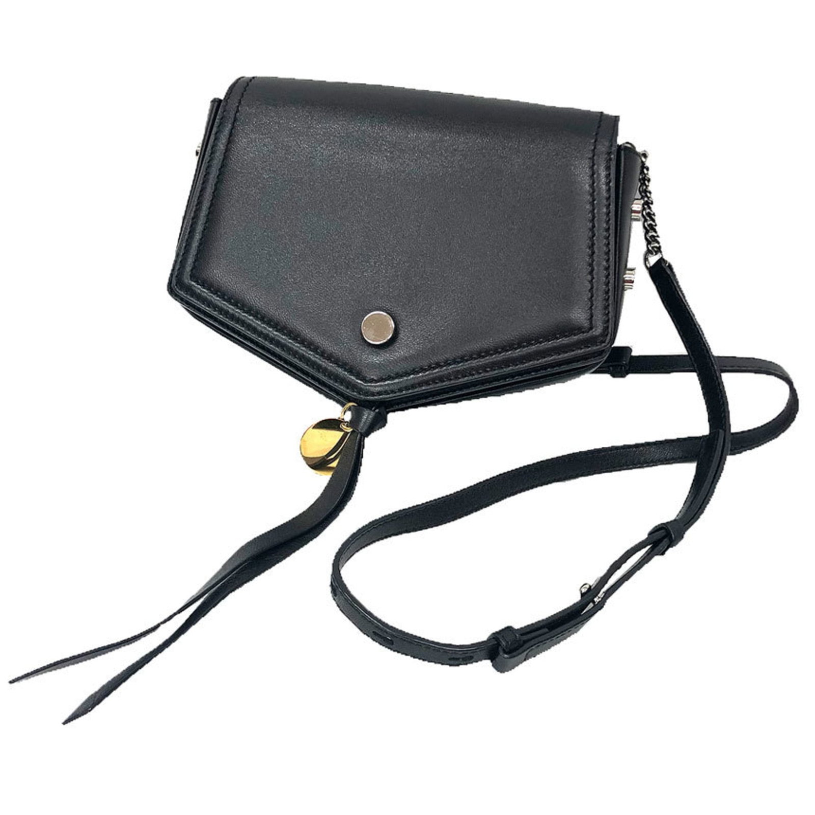 Choo Jimmy Pochette Leather Bag Shoulder: Choo Jimmy Pochette Leather Bag Shoulder The Choo Jimmy Pochette Leather Bag Shoulder is a sleek and sophisticated black leather shoulder bag from Italy. Measuring 16cm x 22cm x 4.5cm, this pochette