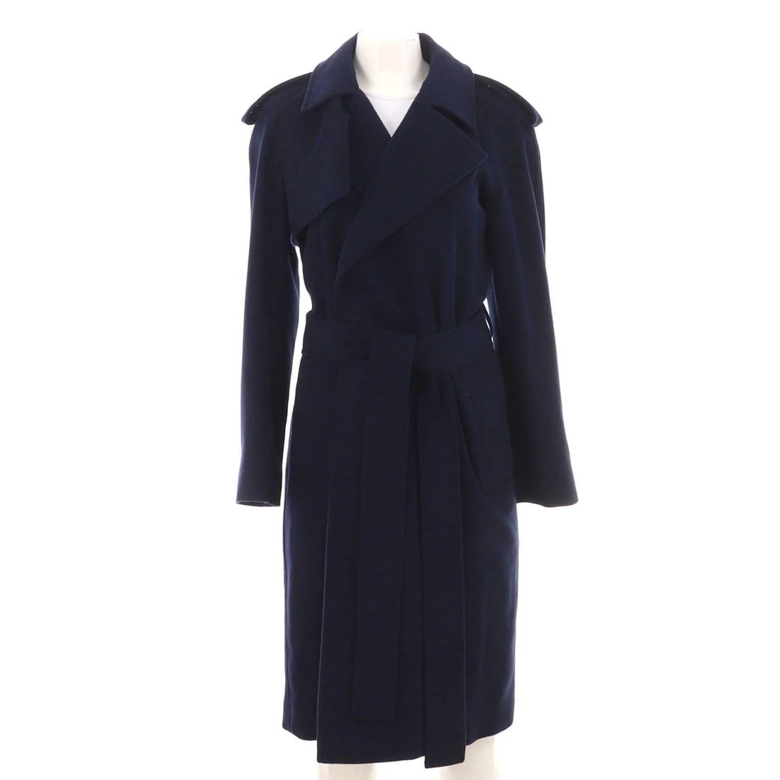Burberry women's cashmere long wrap belted coat: Burberry women's cashmere long wrap belted coat Burberry's women's cashmere long wrap belted coat is a stunning piece of winter fashion, boasting a rich blue hue and luxurious cashmere exterior. The