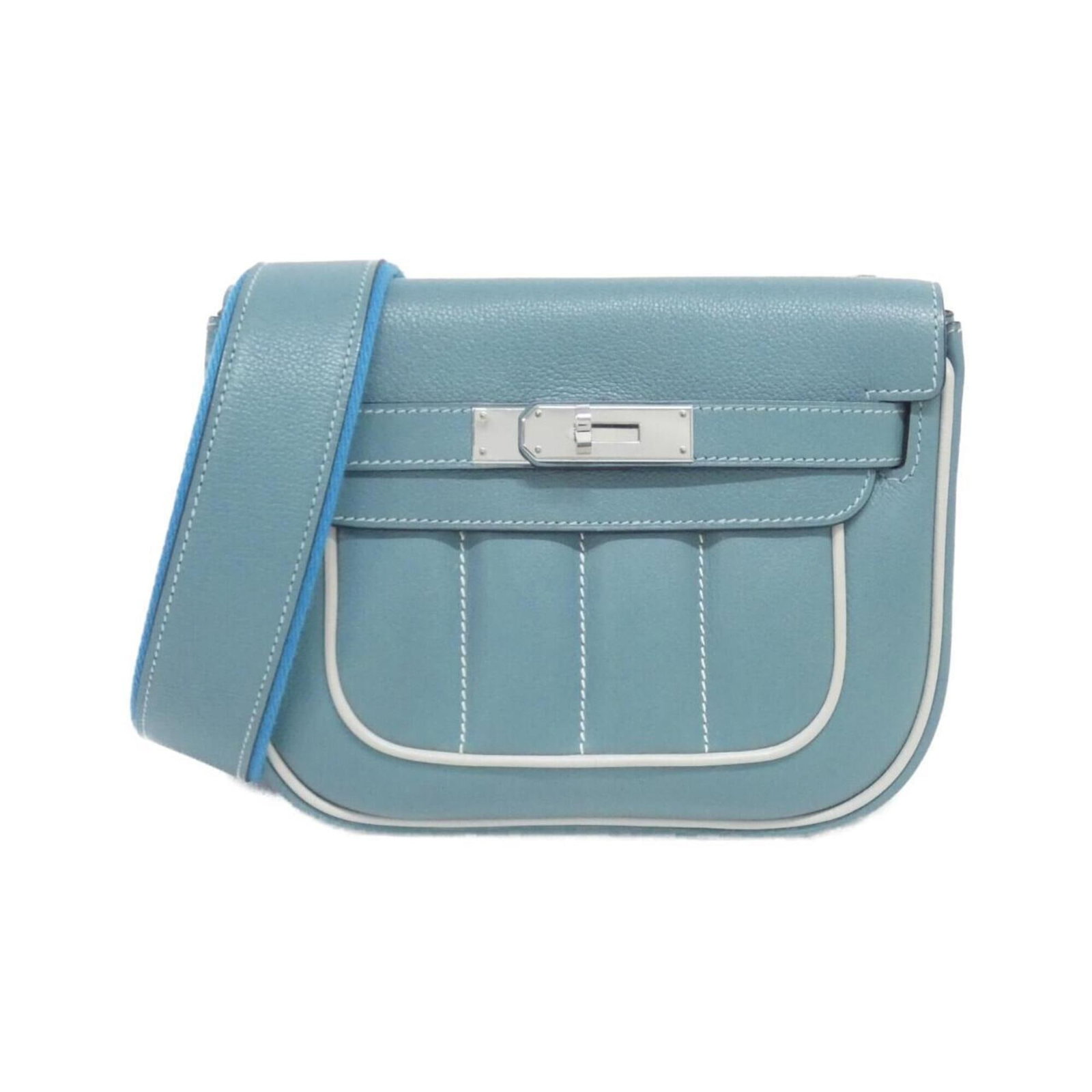 Shoulder Bag By Hermes: Shoulder Bag By Hermes Blue Ciel Shoulder Bag by Hermes, a stylish and compact accessory featuring a 15cm x 21cm x 7cm size, perfect for everyday use. This iconic design boasts a sleek and sophisticat