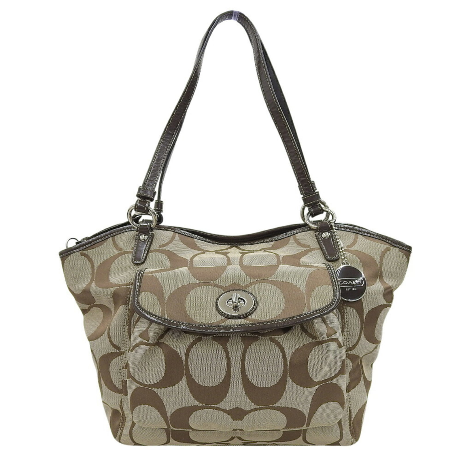 Canvas tote bag by Coach: Canvas tote bag by Coach Canvas tote bag by Coach, featuring a classic beige and brown color combination, made from high-quality canvas material, and measuring 28cm x 27.5cm x 9.5cm. This stylish tote