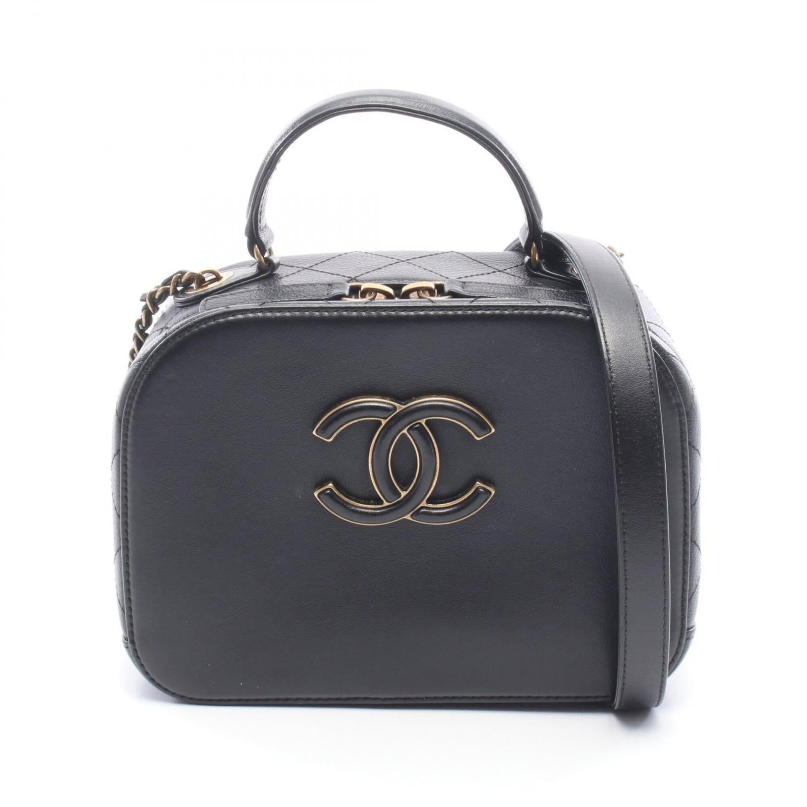 Shoulder Bag Leather Handbag Chanel: Shoulder Bag Leather Handbag Chanel Black leather shoulder bag from Chanel, measuring 14cm x 19cm x 7.5cm. This classic design features high-quality leather construction and a timeless black color.