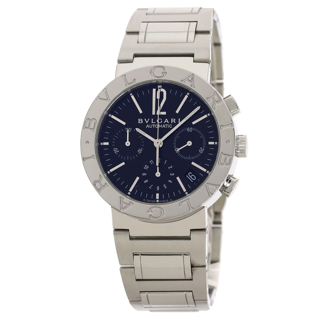 Stainless Steel Bvlgari Watches Bb38Ssch: Stainless Steel Bvlgari Watches Bb38Ssch Stainless Steel Bvlgari Watches Bb38Ssch - A Timeless Silver Chronograph. This 38mm stainless steel watch features a silver bezel, black dial, and a