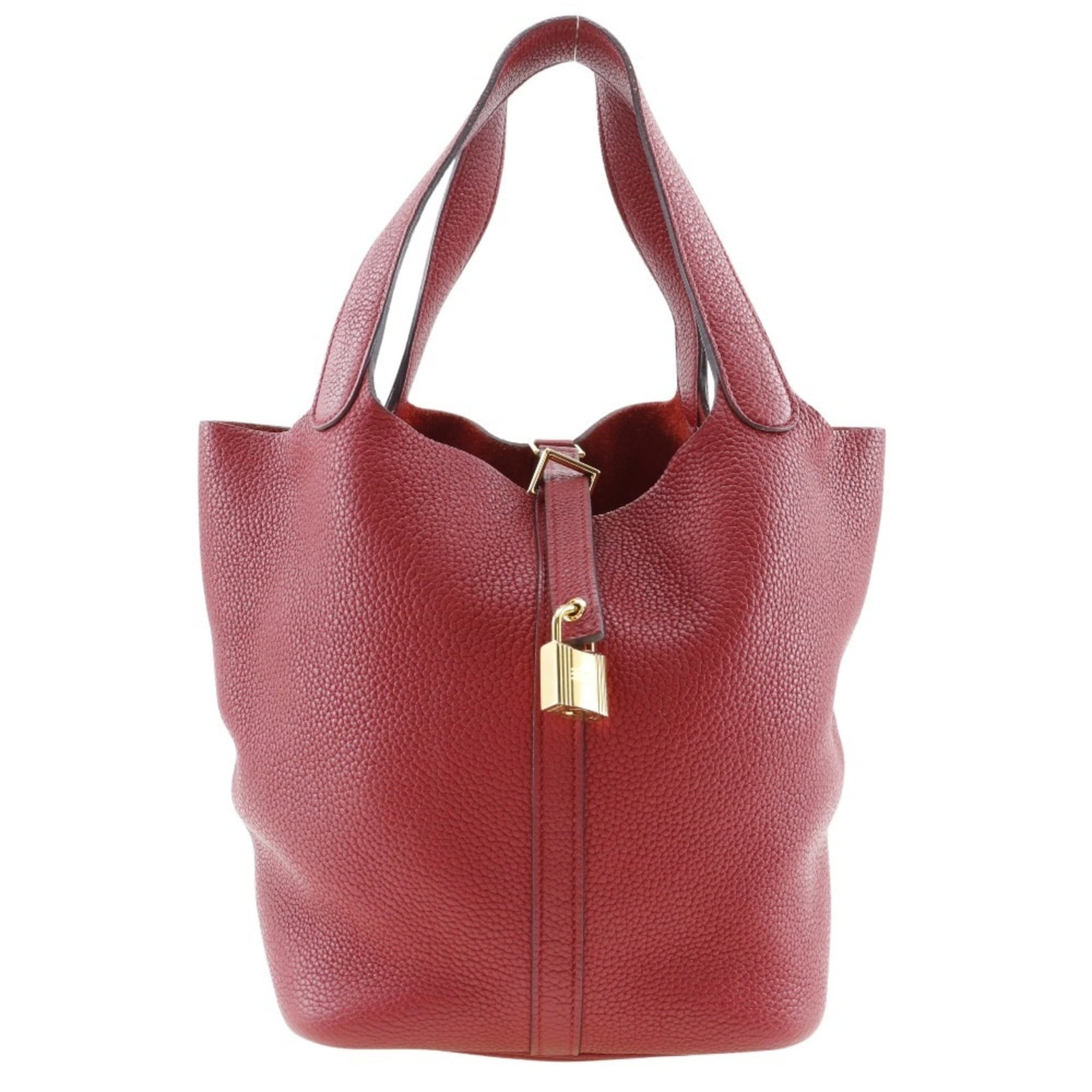 Clemence Leather Handbag Taurillon Hermes: Clemence Leather Handbag Taurillon Hermes Taurillon clemence leather gives this Herm?s Picotin handbag a luxurious, sophisticated look. With its open closure and 17cm drop handle, this stylish red bag
