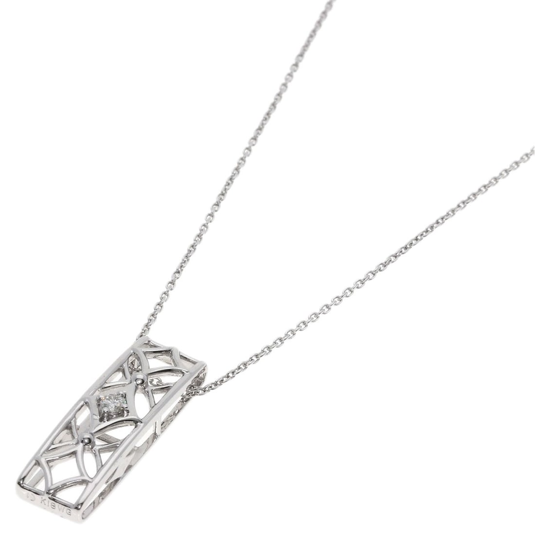 K18 White Gold Diamond Necklace Tasaki: K18 White Gold Diamond Necklace Tasaki K18 White Gold Diamond Necklace Tasaki boasts a striking 0.04ct diamond, set in a sleek K18 white gold pendant, suspended from a 16.5-inch chain. The necklace's