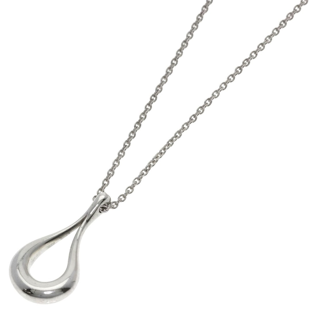 Tiffany Co Open Teardrop Silver Necklace: Tiffany Co Open Teardrop Silver Necklace Tiffany & Co's iconic open teardrop silver necklace is a timeless piece of elegance. This 18.1inch long necklace features a silver metal design with no main