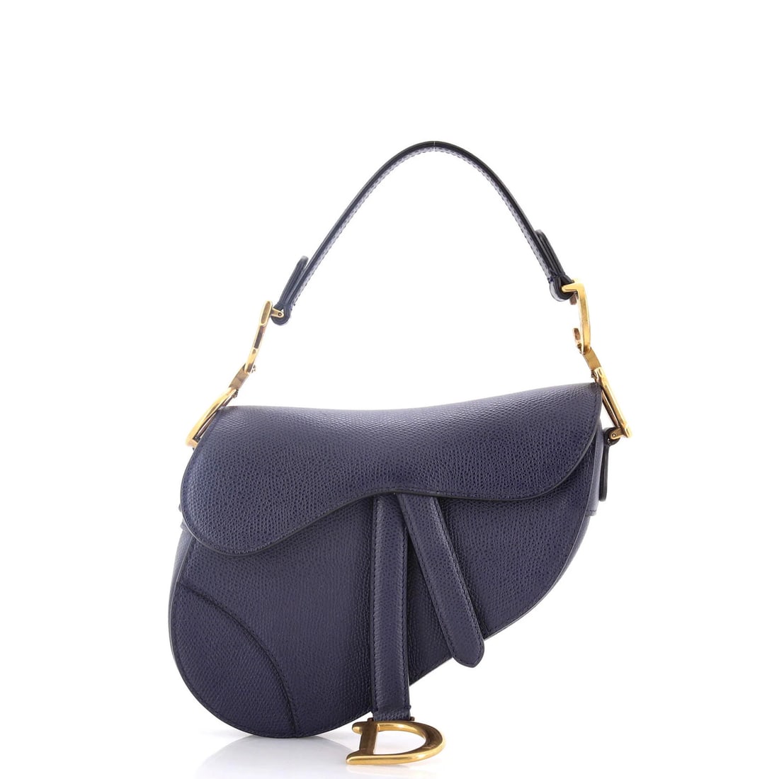 Mini Leather Christian Dior Saddle Handbag: Mini Leather Christian Dior Saddle Handbag Mini Leather Christian Dior Saddle Handbag in excellent condition, featuring a striking blue exterior with gold hardware and a classic saddle shape.