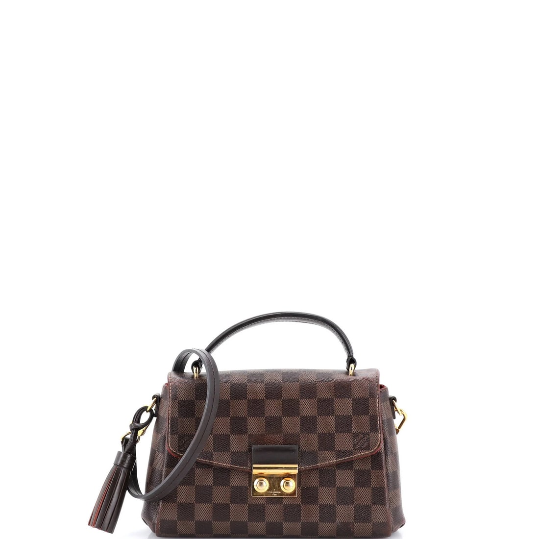 Damier Louis Vuitton Croisette Handbag: Damier Louis Vuitton Croisette Handbag Damier Louis Vuitton Croisette Handbag features a classic canvas coated exterior in brown, adorned with the iconic Damier pattern. Measuring 7" tall and 9"
