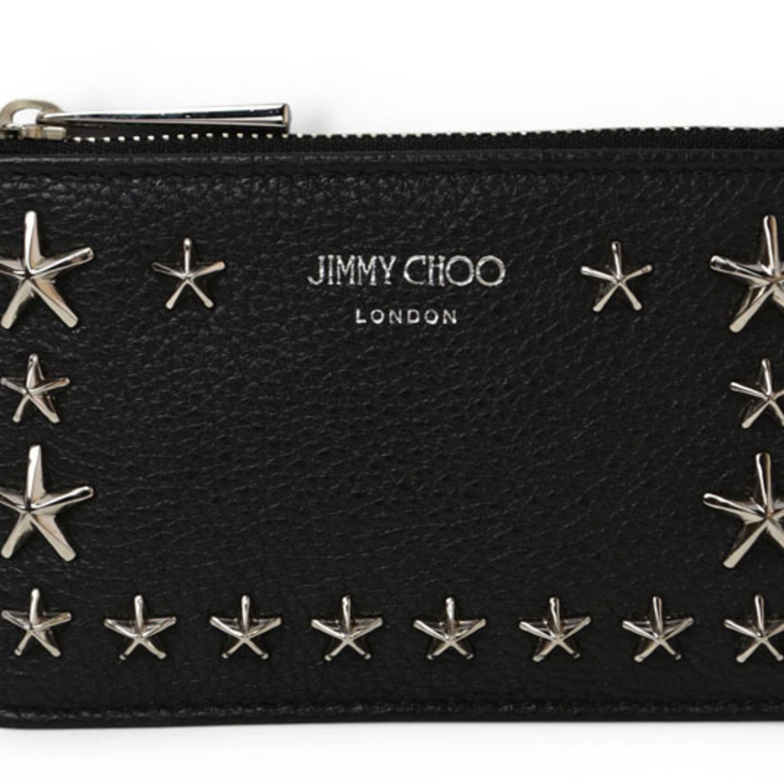 Jimmy Choo Coin Purse/ Coin Case Leather: Jimmy Choo Coin Purse/ Coin Case Leather Black leather coin purse from Jimmy Choo, featuring a sleek design and a zipper closure. Made from high-quality leather, this compact case measures 7.5cm x