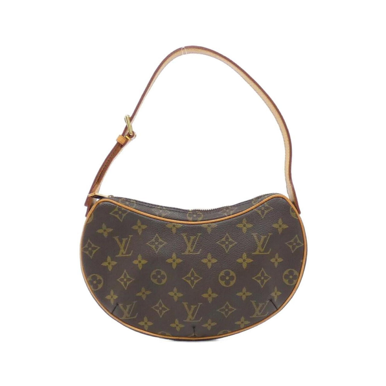 Coated Canvas Pochette Bag Shoulder Louis Vuitton: Coated Canvas Pochette Bag Shoulder Louis Vuitton Coated canvas, a durable and stylish material, makes up this Louis Vuitton shoulder bag. The brown color and compact size, measuring 14cm x 26cm x