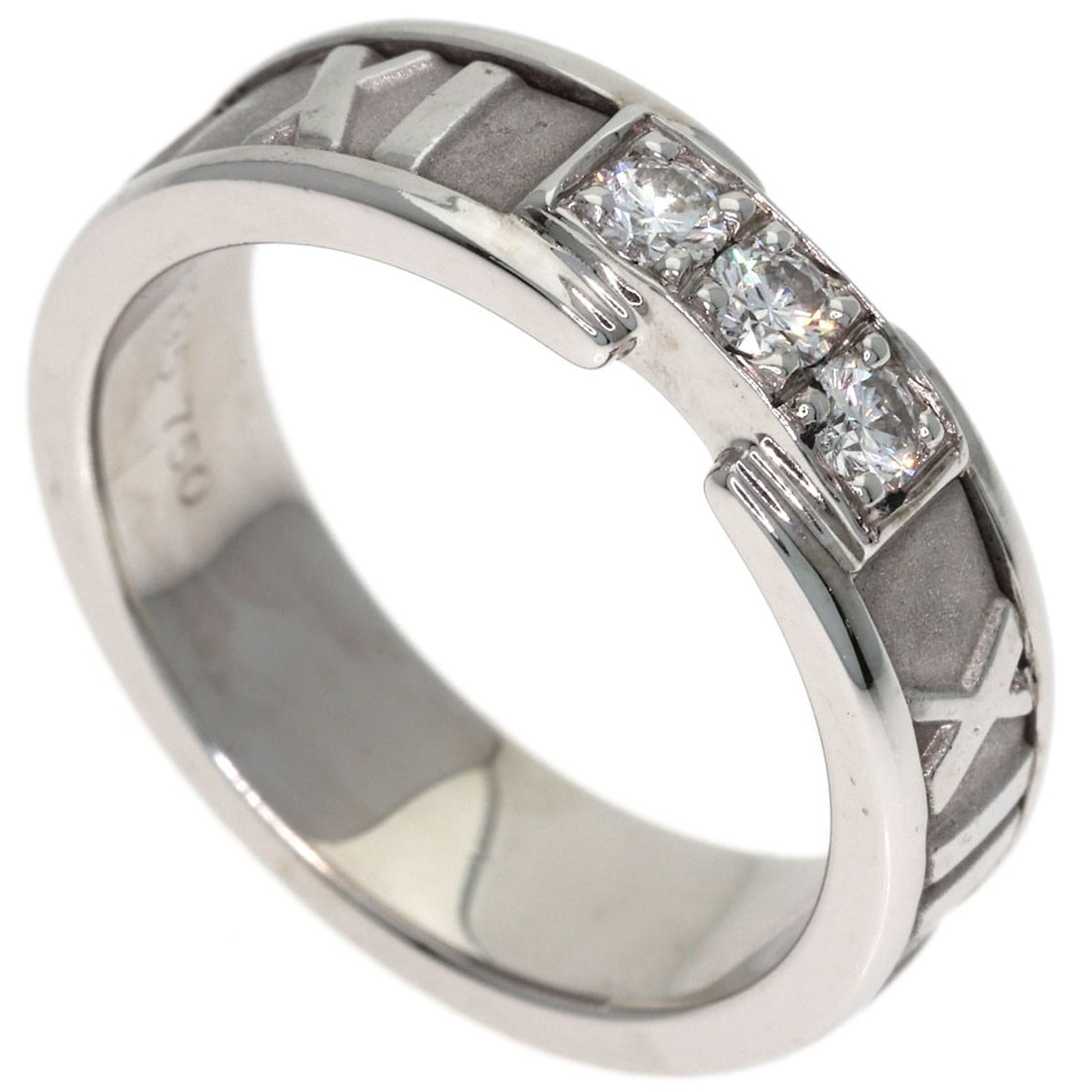 Tiffany & Co Atlas Diamond Ring K18 White Gold: Tiffany & Co Atlas Diamond Ring K18 White Gold K18 White Gold Diamond Ring with a Silver Metal Exterior, featuring a Main Stone of a Diamond, in a Style reminiscent of Tiffany & Co. Item Specifics: