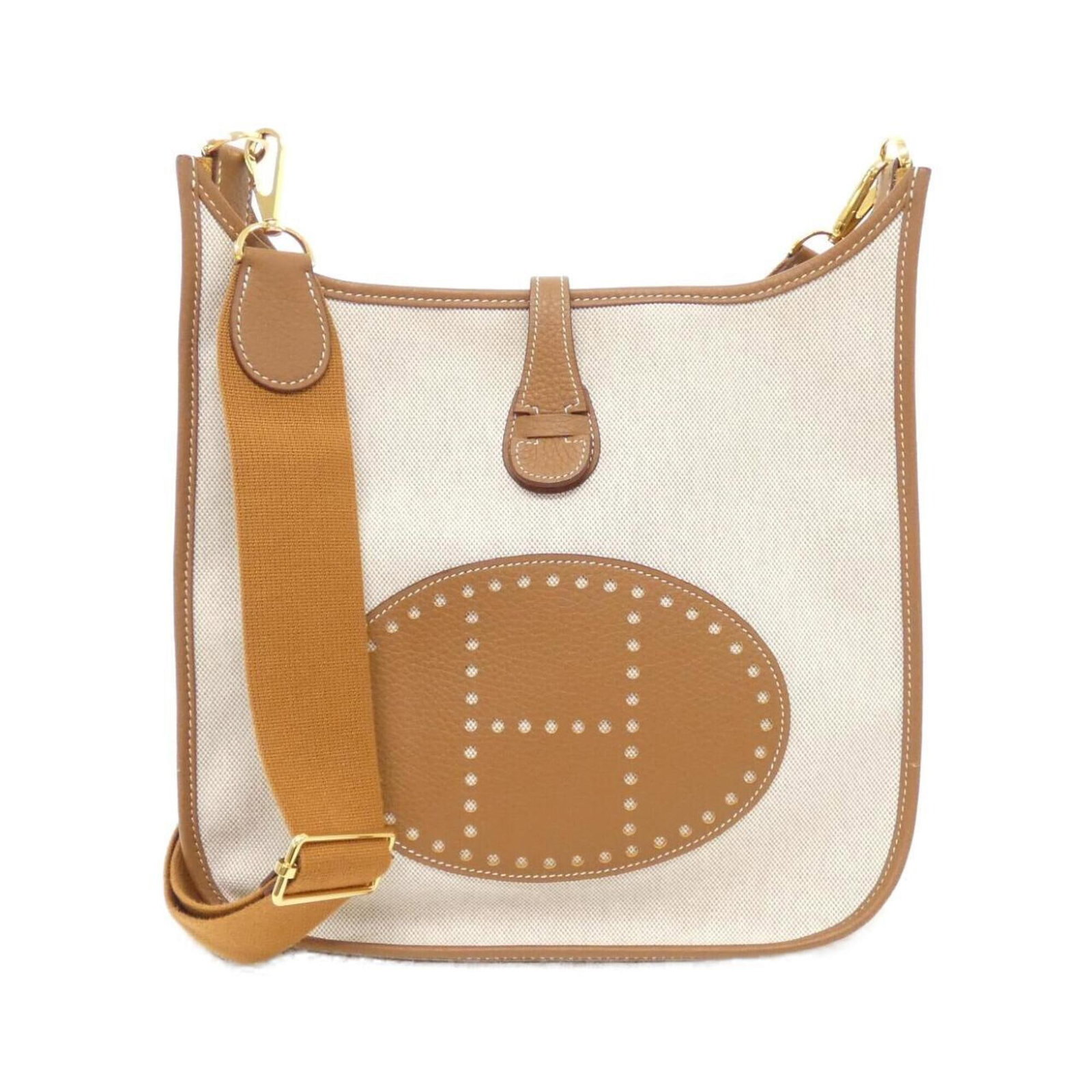 Shoulder Bag Toile Clemence H Taurillon Leather: Shoulder Bag Toile Clemence H Taurillon Leather Toile Clemence H Taurillon Leather Shoulder Bag is a timeless piece, crafted from high-quality Toile H, Taurillon clemence leather in a classic beige an