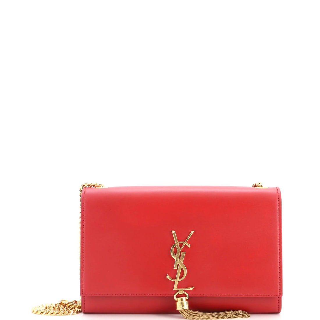 Monogram Leather Classic Medium Crossbody Tassel Bag Saint Laurent: Monogram Leather Classic Medium Crossbody Tassel Bag Saint Laurent Red leather Classic Monogram Tassel Crossbody Bag from Saint Laurent, featuring a medium size with a 10" handle drop and 17" strap