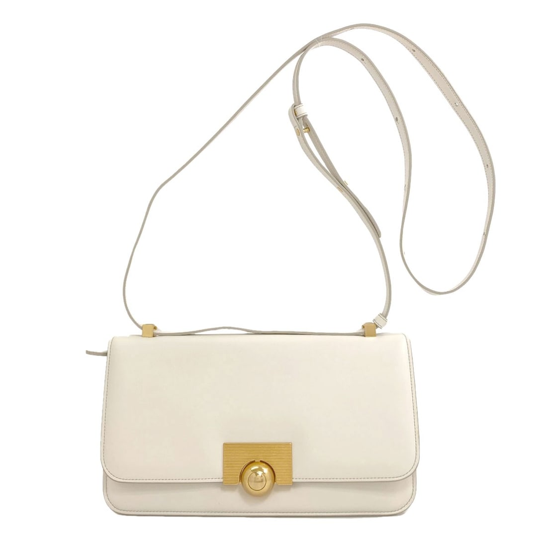 Bottega Veneta The Classic Shoulder Bag Leather: Bottega Veneta The Classic Shoulder Bag Leather White Bottega Veneta The Classic Shoulder Bag with a sleek 6.5 inch height and 2.8 inch depth, featuring a push lock closure and made from high-quality 