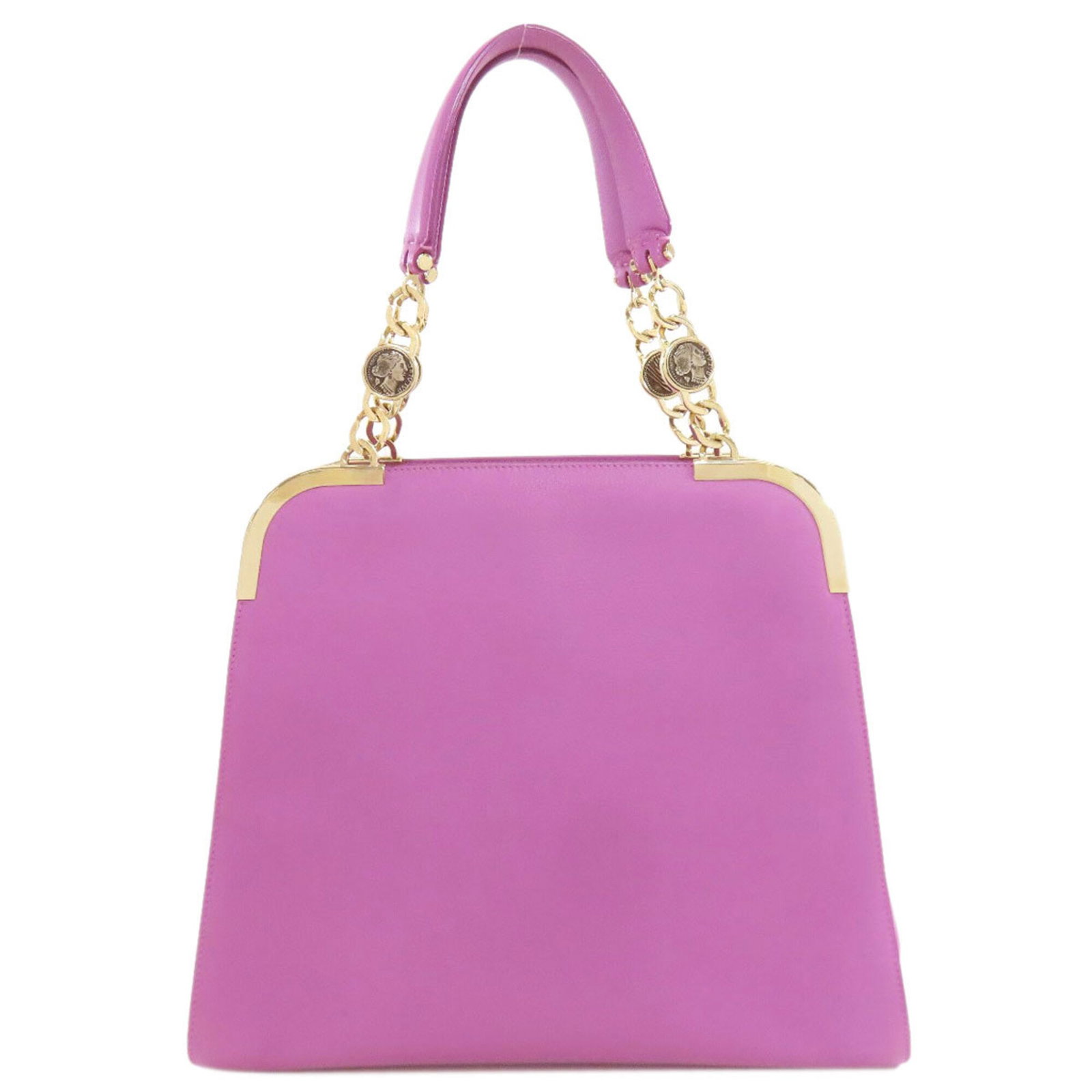 Bvlgari Tote Bag Leather: Bvlgari Tote Bag Leather Bvlgari's iconic tote bag is crafted from rich, supple leather in a vibrant pink and purple hue. Measuring 27.5cm x 33cm x 14cm, this stylish bag features a sleek magnet