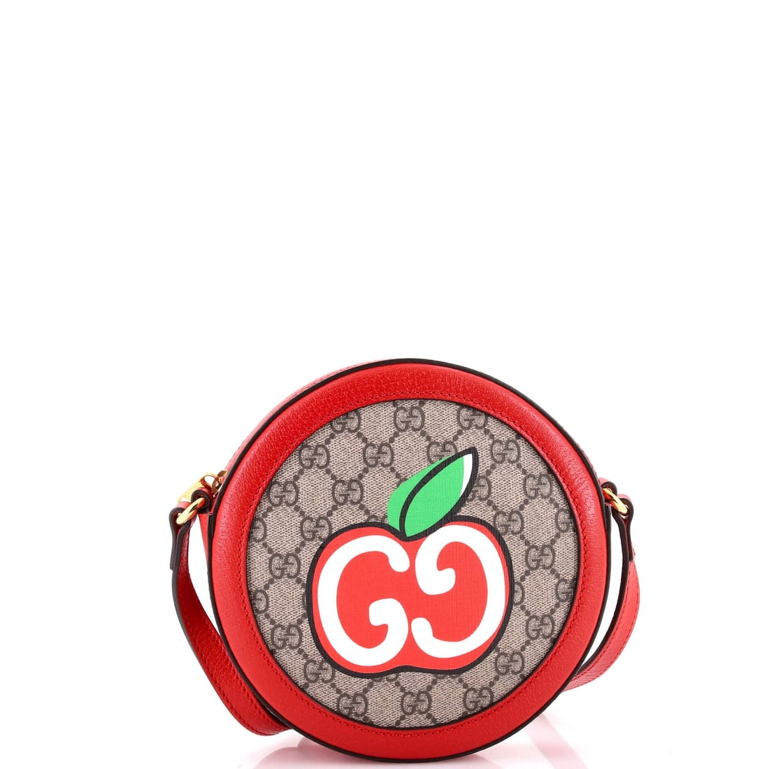 Round Mini Apple Shoulder Bag Canvas GG Coated Gucci Ophidia: Round Mini Apple Shoulder Bag Canvas GG Coated Gucci Ophidia The Ophidia Round Mini Apple Shoulder Bag is a stylish and compact accessory from Gucci, featuring a canvas coated leather exterior in a bo