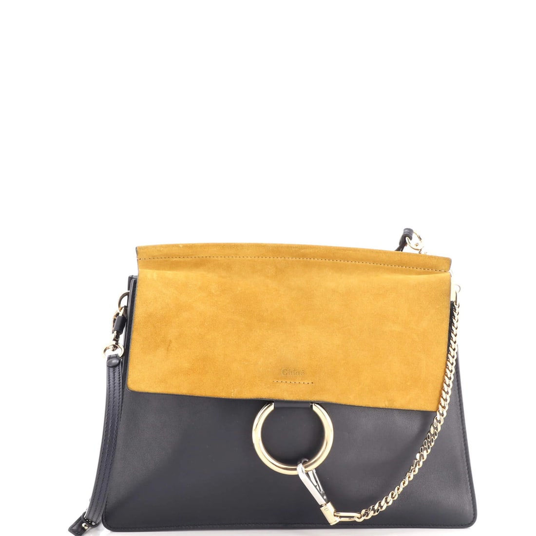 Faye Shoulder Bag Leather Medium Chloe Suede: Faye Shoulder Bag Leather Medium Chloe Suede Orange Chloe Faye Shoulder Bag in Leather and Suede Medium measures 10" in height, 13" in width, and 3" in depth, with a 14-15" strap drop. The exterior