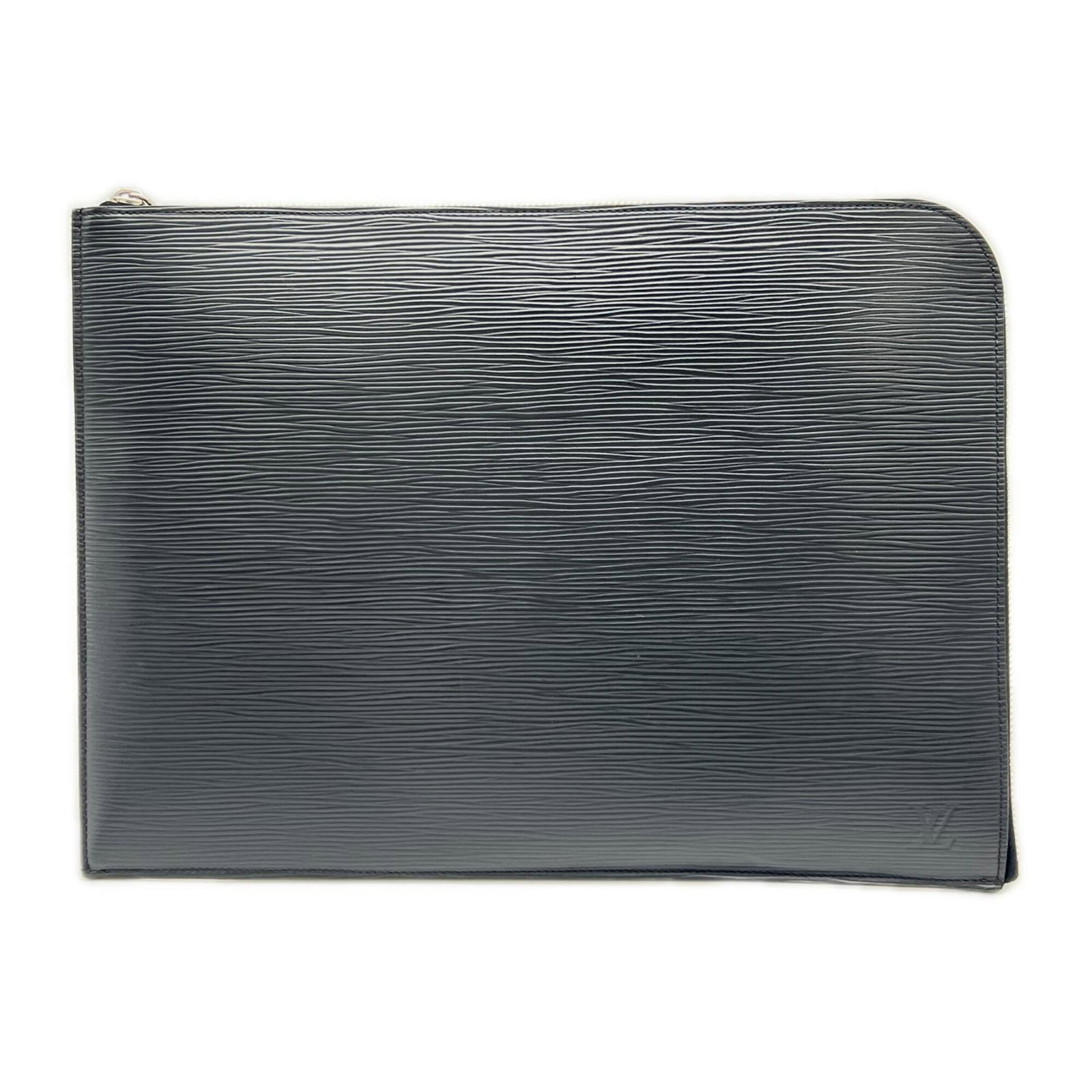 Clutch Bag Leather Louis Vuitton: Clutch Bag Leather Louis Vuitton Black Leather Louis Vuitton Clutch Bag, 34cm x 34cm x 5.00mm, made from high-quality leather, features a classic design with a timeless black color. This stylish