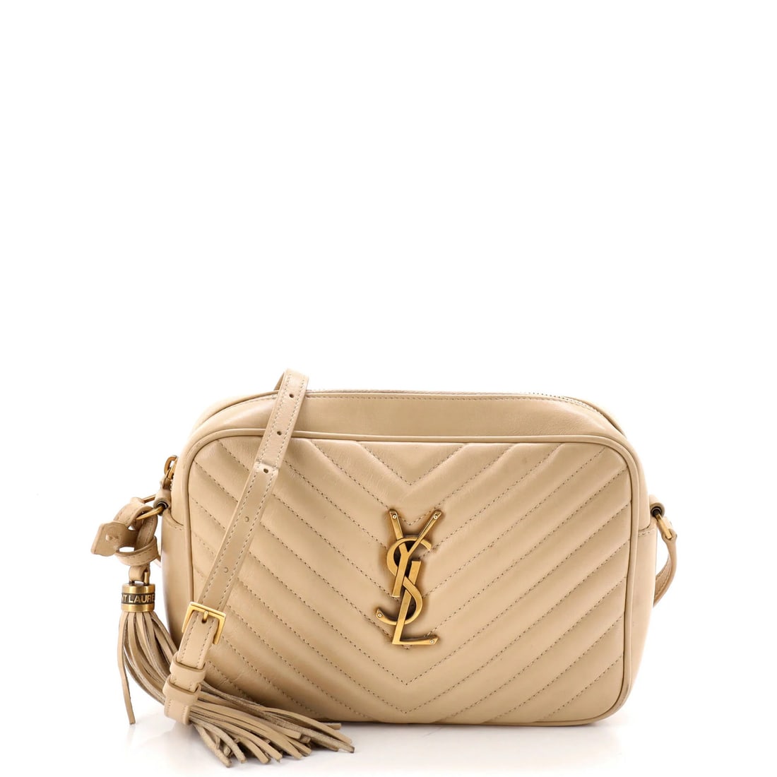 Matelasse Leather Chevron Bag Small Camera Lou Saint: Matelasse Leather Chevron Bag Small Camera Lou Saint Small Matelasse Leather Chevron Camera Bag from Saint Laurent. This neutral-colored, small cross-body bag features a luxurious matelasse leather