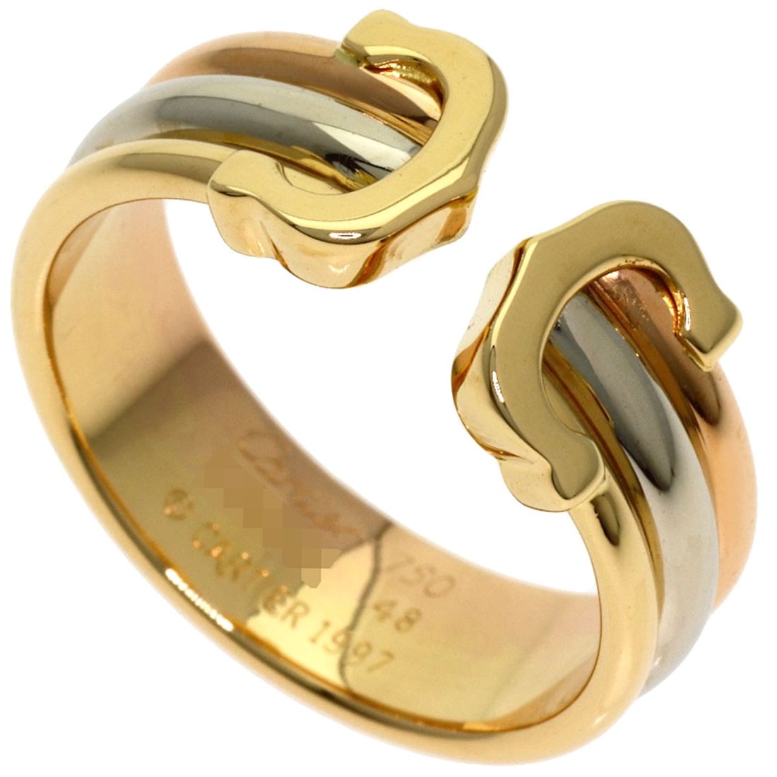 Cartier 2C Sm #48 Ring K18 Yellow Gold 18K Pink Gold: Cartier 2C Sm #48 Ring K18 Yellow Gold 18K Pink Gold Cartier 2C Sm #48 Ring is a 18K K18 Yellow Gold piece, featuring a gold metal construction with a ring size of 4.5(US). This ring does not have a m