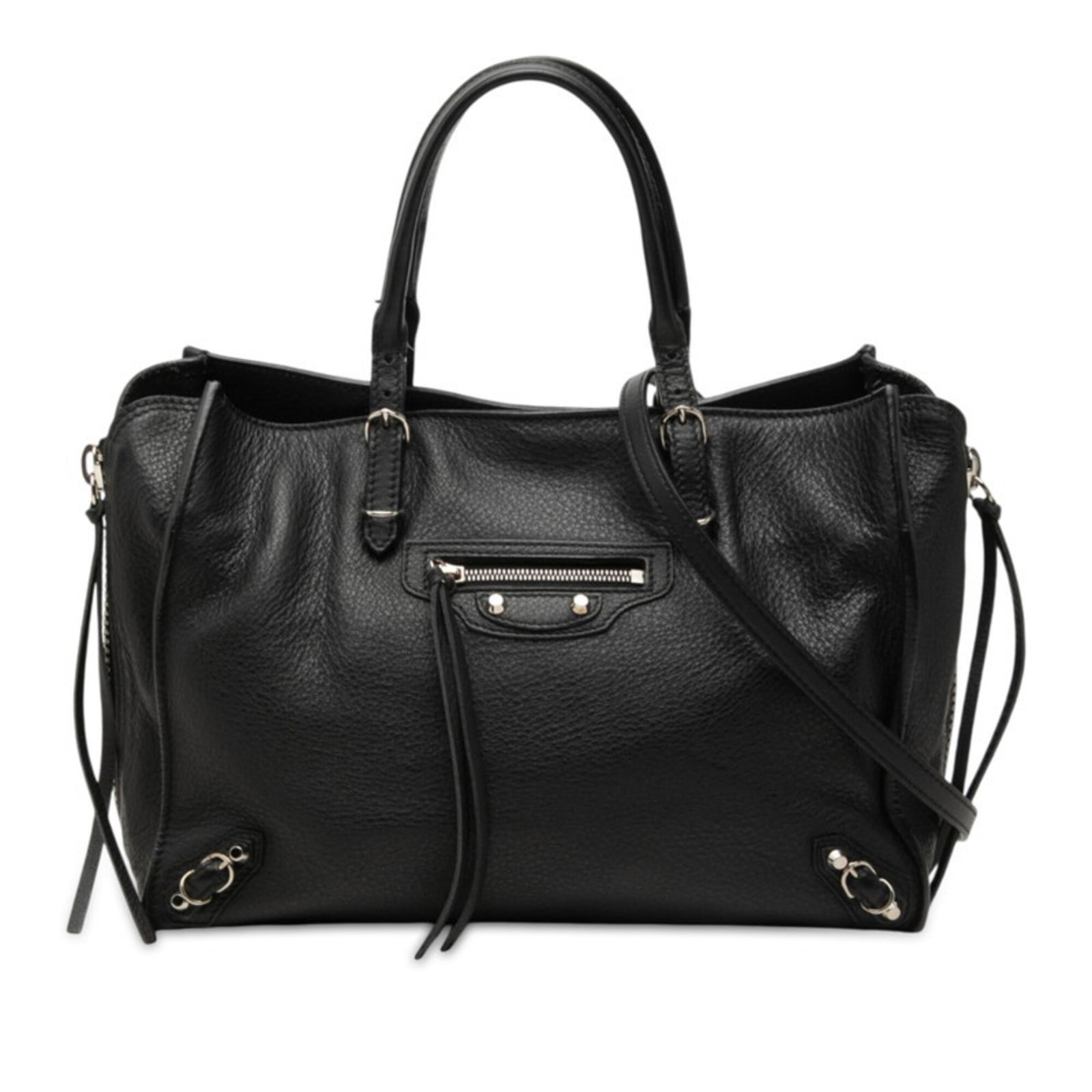Balenciaga Handbag Shoulder Bag Leather: Balenciaga Handbag Shoulder Bag Leather Balenciaga Handbag Shoulder Bag Leather is a sleek black leather shoulder bag with a size of 18cm x 25.5cm x 10cm. This stylish bag features high-quality leathe