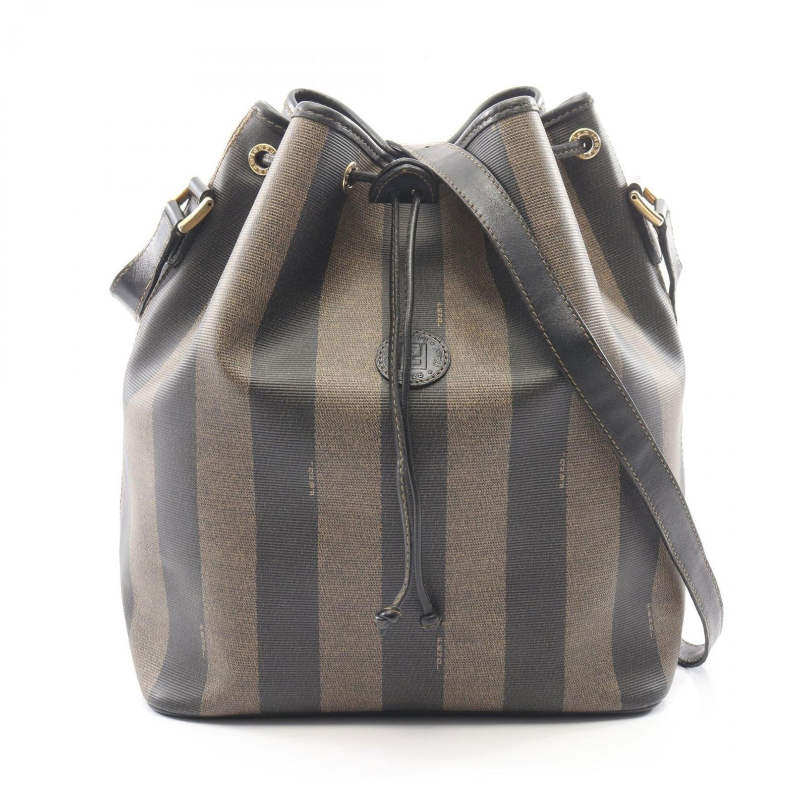 Handbag Fendi Leather Canvas Shoulder Coated Bag: Handbag Fendi Leather Canvas Shoulder Coated Bag Coated canvas and leather blend in this sleek Fendi shoulder bag, available in black and brown hues. The bag measures 30cm x 24.5cm x 14cm and
