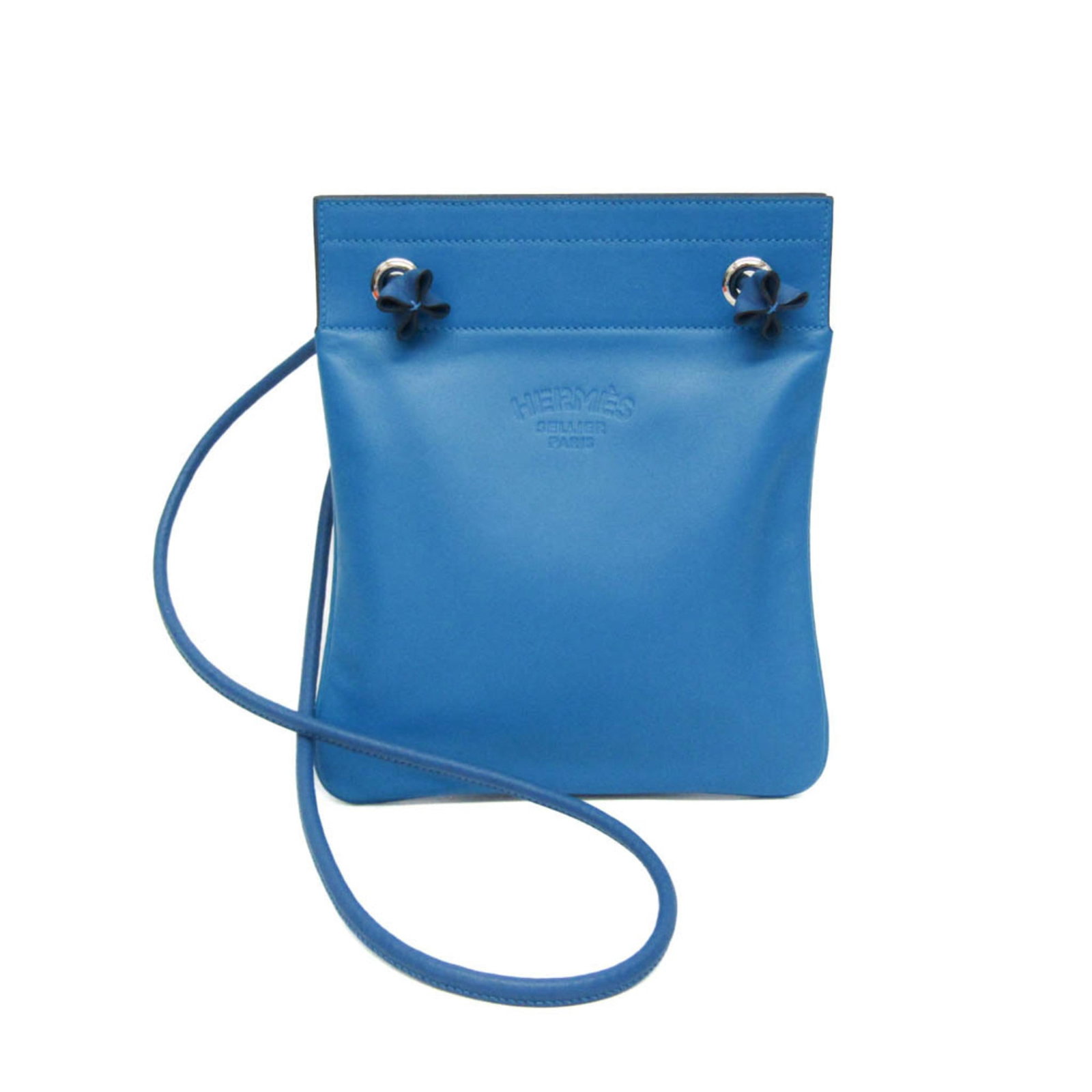 Hermes Shoulder Bag Agneau Milo Swift Leather: Hermes Shoulder Bag Agneau Milo Swift Leather Blue Zanzibar Agneau Milo Swift Leather Aline Mini Shoulder Bag from Hermes, crafted from high-quality Swift leather, features a sleek design and 109cm