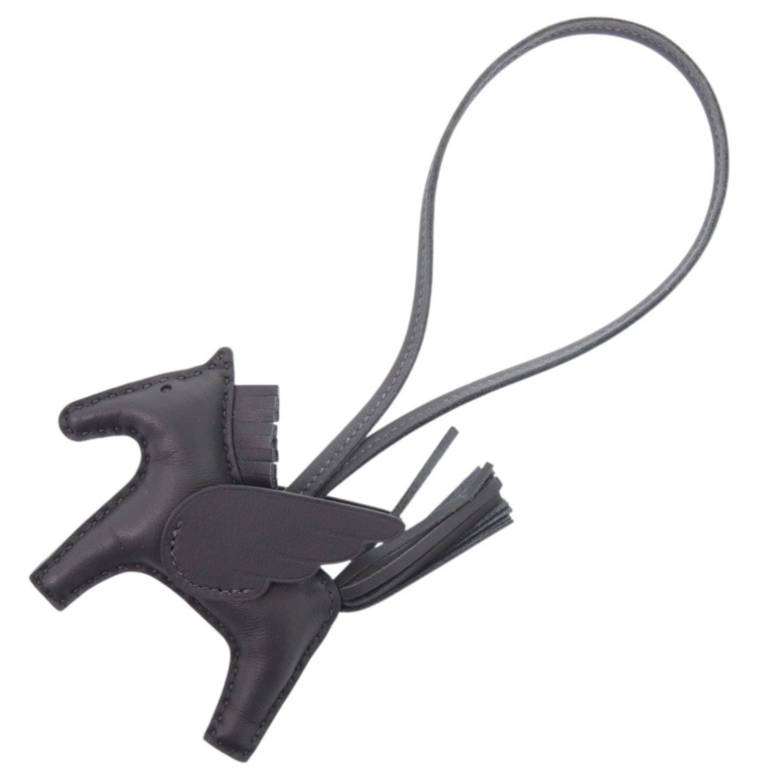 Hermes Leather Keyring: Hermes Leather Keyring The Hermes Leather Keyring is crafted from high-quality lambskin leather, carefully selected for its rich, Ardoise color. This elegant keyring is made from genuine Hermes