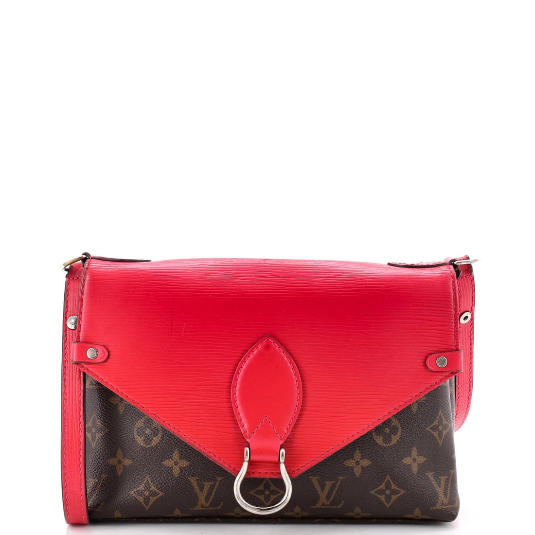 Louis Vuitton Monogram Canvas Epi Leather Handbag Saint Michel: Louis Vuitton Monogram Canvas Epi Leather Handbag Saint Michel The Louis Vuitton Monogram Canvas Epi Leather Handbag Saint Michel boasts a striking red exterior, featuring a unique combination of