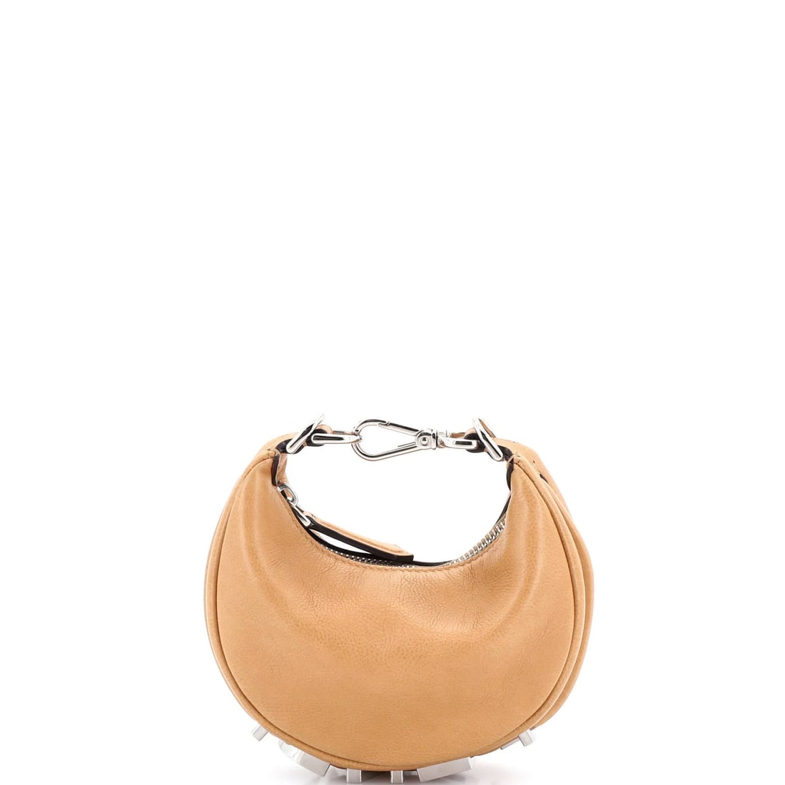 Nano leather Fendi bag: Nano leather Fendi bag Nano leather Fendi bag in rich brown, featuring a compact hobos design with a 3" handle drop and 4" height. The bag's exterior boasts minor scuffs and edge wear, while the