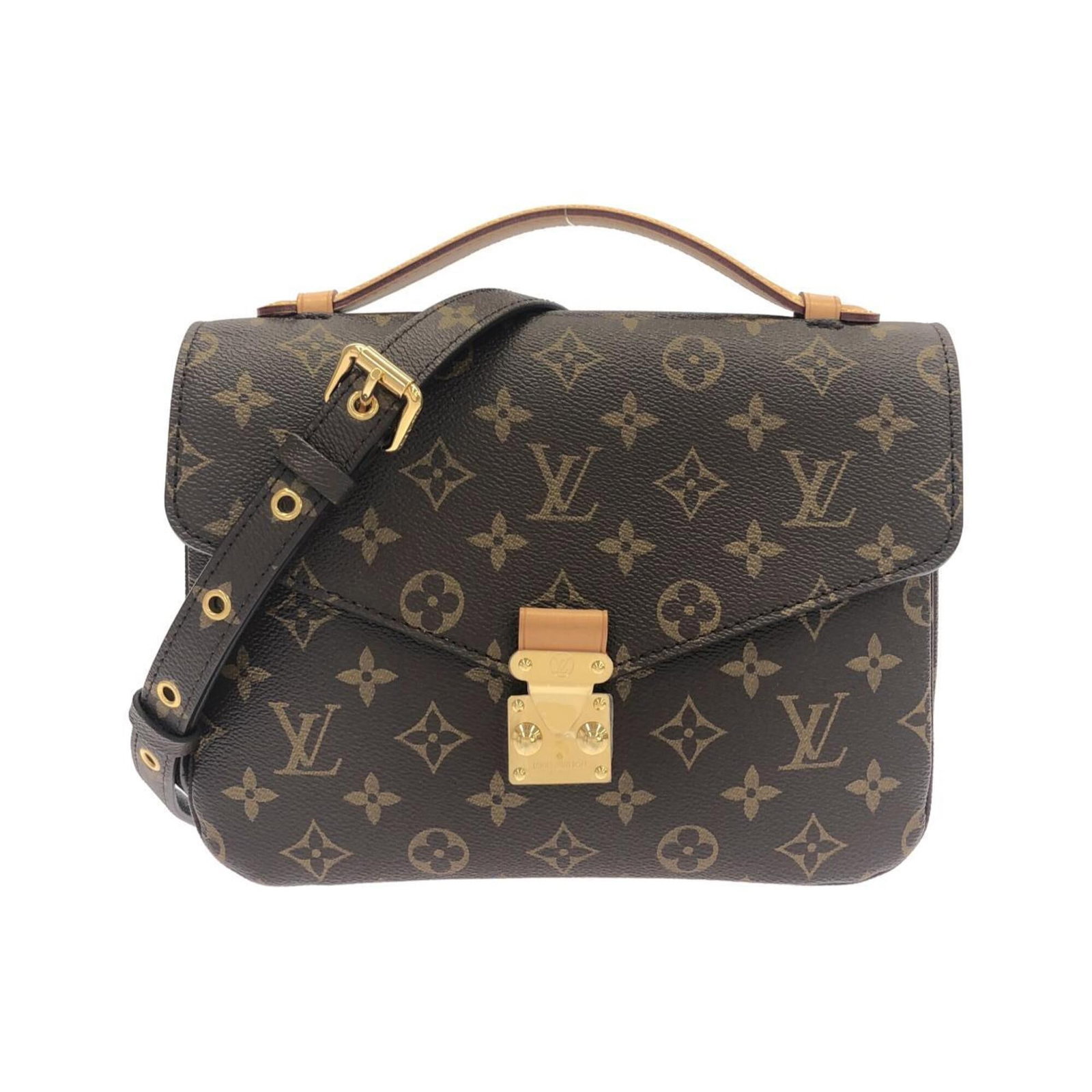 Handbag Pochette Coated Canvas Vuitton Louis: Handbag Pochette Coated Canvas Vuitton Louis Coated canvas construction gives this Louis Vuitton pochette a durable and stylish edge. The marron color and gold hardware add a touch of sophistication,