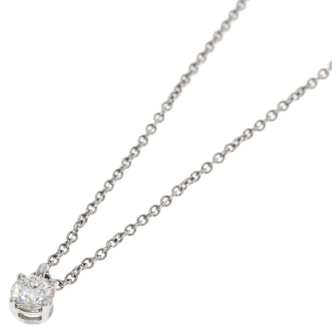 Solitaire Diamond Necklace Platinum H Vvs1 Ex Tiffany: Solitaire Diamond Necklace Platinum H Vvs1 Ex Tiffany Solitaire Diamond Necklace in Platinum from Tiffany&Co. showcases a stunning D color diamond weighing 0.2ct, set in platinum. The necklace's