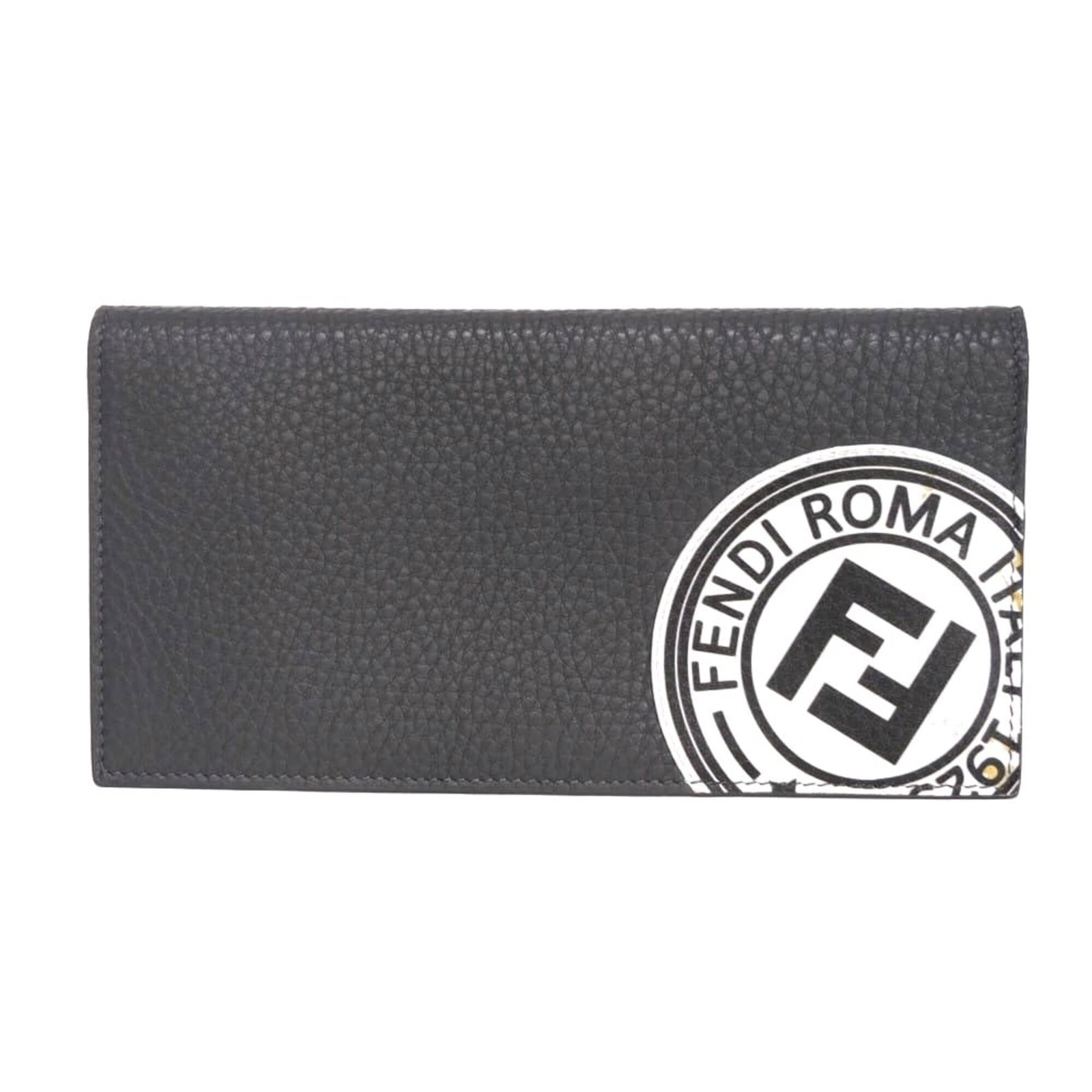 Long Fendi Wallet Leather Bi: Long Fendi Wallet Leather Bi This long Fendi wallet features embossed leather and a classic bi-fold design. Made from high-quality gray leather, it has a sleek and sophisticated look. Weighing 131g,