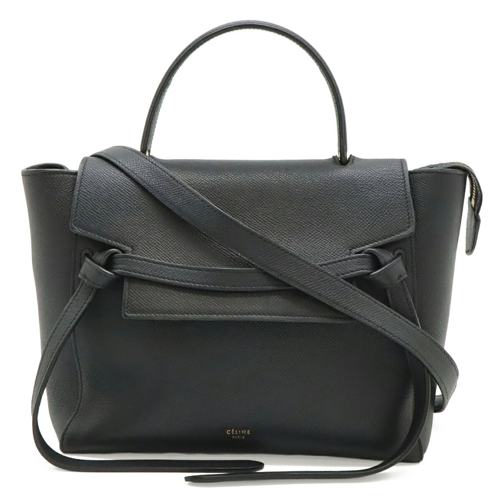 Handbag Leather Shoulder Bag Celine: Handbag Leather Shoulder Bag Celine This black leather shoulder bag from Celine features gold hardware and measures 21.5cm x 23.5cm x 13.5cm. The bag's sleek design and classic style make it a