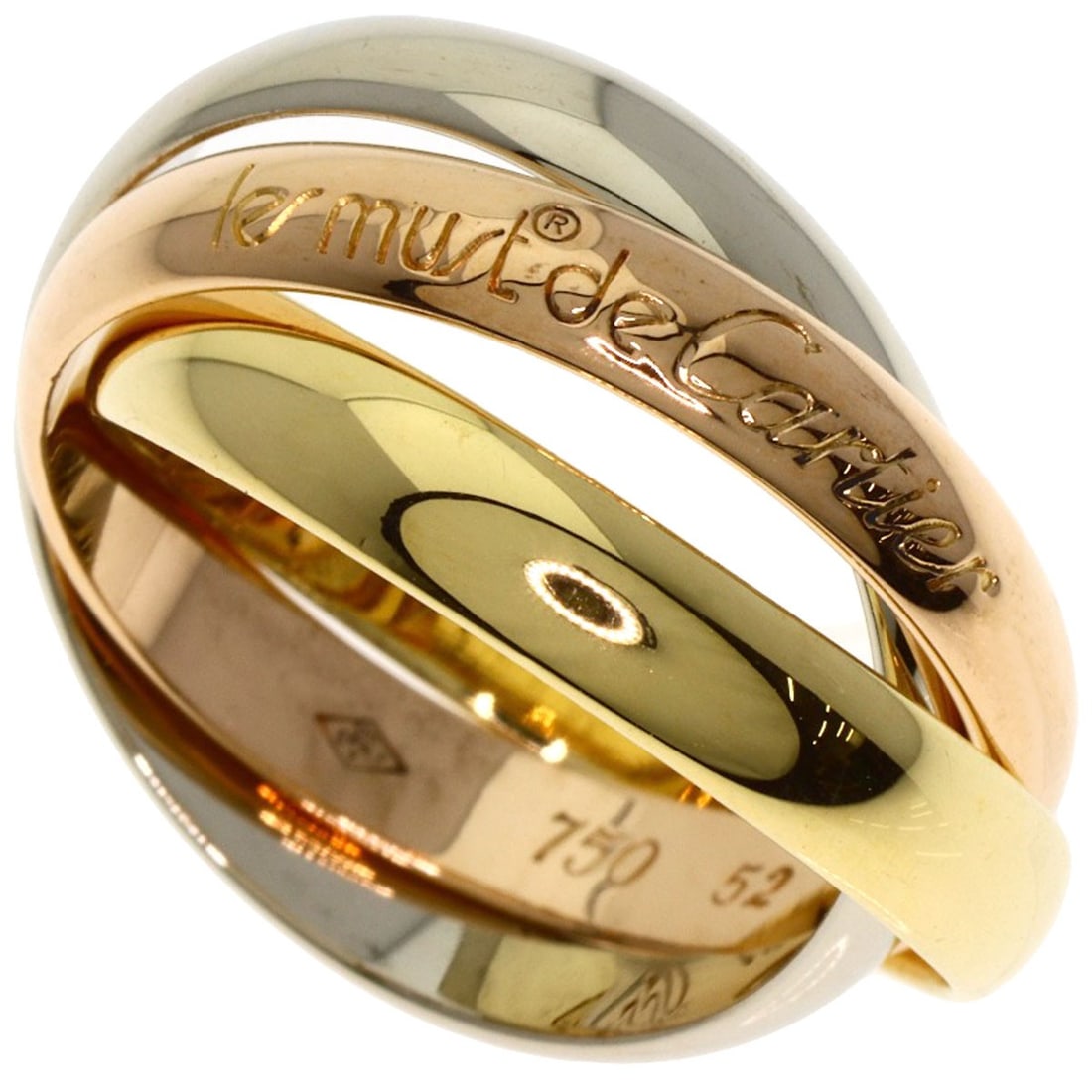 Cartier Trinity #52 Ring K18 Yellow Gold K18 White Gold: Cartier Trinity #52 Ring K18 Yellow Gold K18 White Gold K18 Yellow Gold and K18 White Gold Combine in Cartier's Iconic Trinity Ring #52, a masterful blend of two precious metals. This 6.25 US size rin