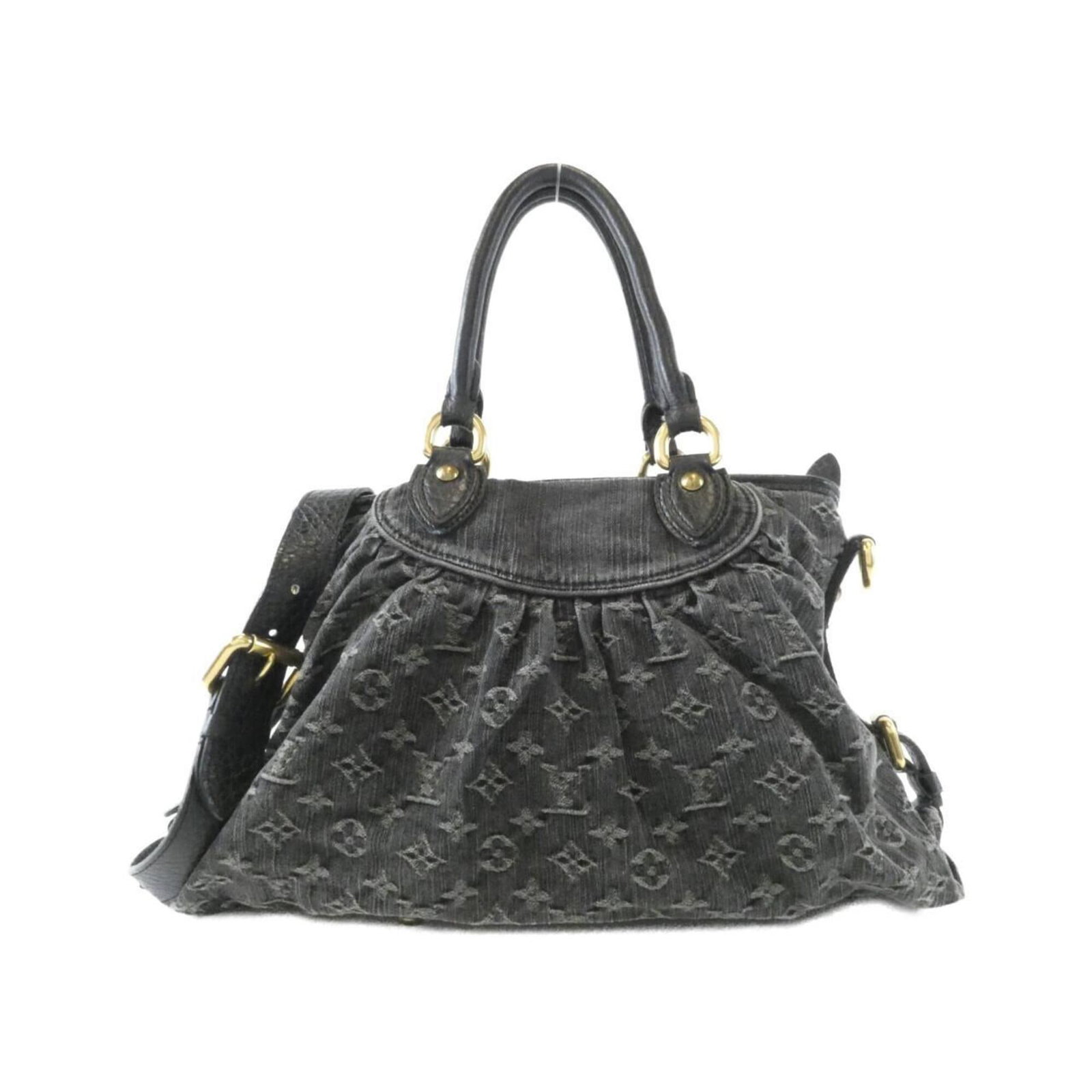 Canvas Denim Handbag Vuitton Louis: Canvas Denim Handbag Vuitton Louis Canvas Denim Handbag Vuitton Louis - A striking black denim handbag with a canvas finish, measuring 26cm x 38cm x 12cm, perfect for adding a touch of edgy elegance