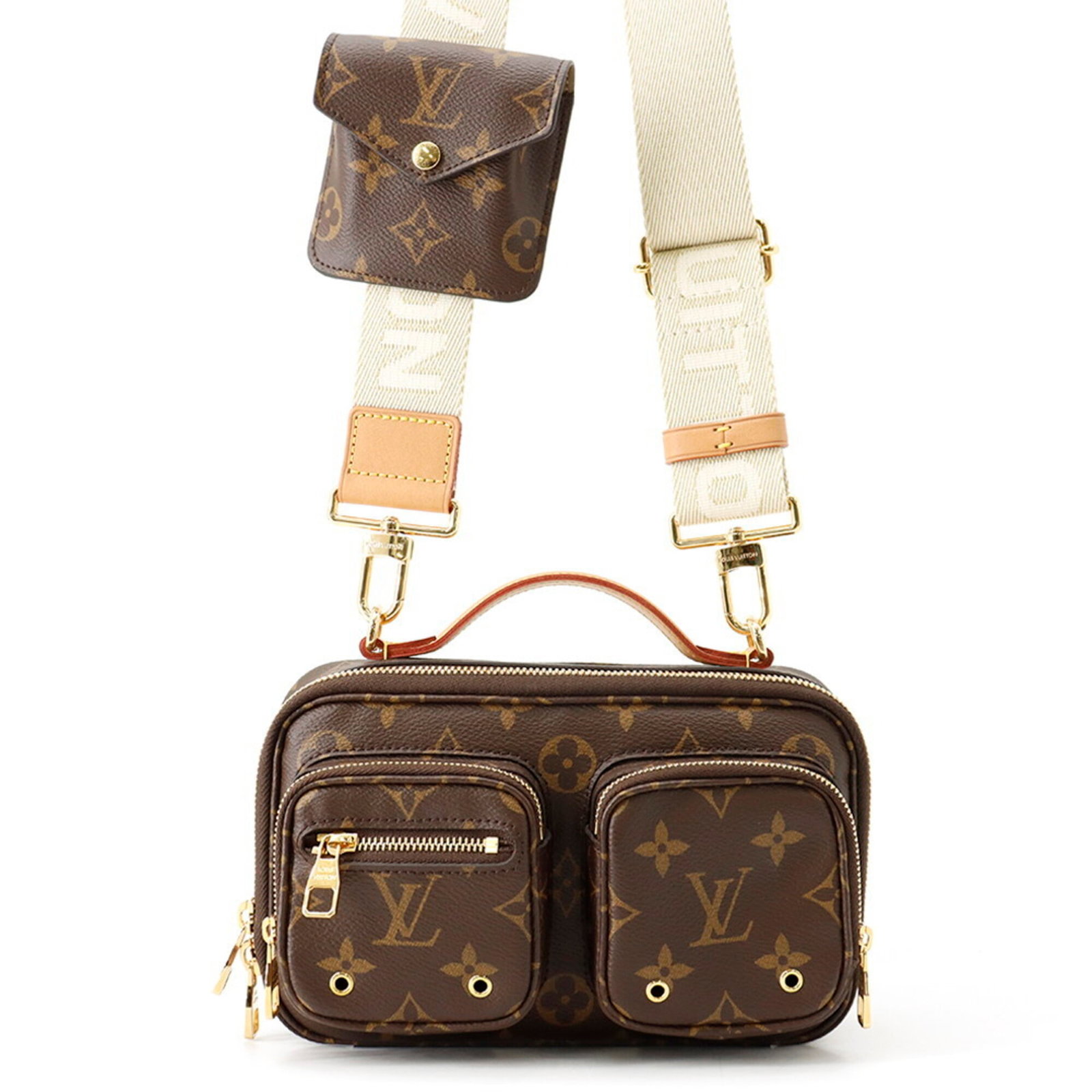 Louis Vuitton Handbag Pouch Shoulder Bag Monogram: Louis Vuitton Handbag Pouch Shoulder Bag Monogram Monogrammed luxury at its finest, this Louis Vuitton shoulder bag pouch boasts the iconic monogram pattern in rich brown tones. Made from high-quality