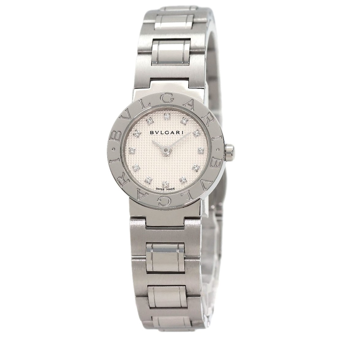 Bvlgari Diamond Watches Bb23Wss/ 12N Stainless: Bvlgari Diamond Watches Bb23Wss/ 12N Stainless Bvlgari Diamond Watches Bb23Wss/ 12N Stainless - A sleek and modern timepiece, this stainless steel watch features a silver bezel and case, with a white