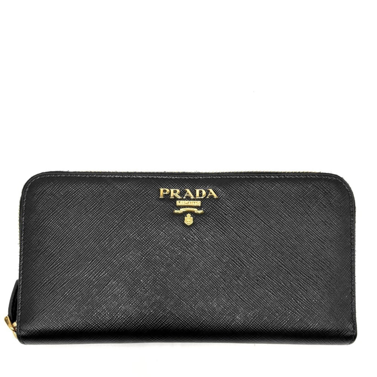Prada Long Wallet (Bi-Fold) Leather: Prada Long Wallet (Bi-Fold) Leather The Prada Long Wallet (Bi-Fold) Leather is a sleek and sophisticated accessory, featuring a classic bi-fold design and premium black leather construction.