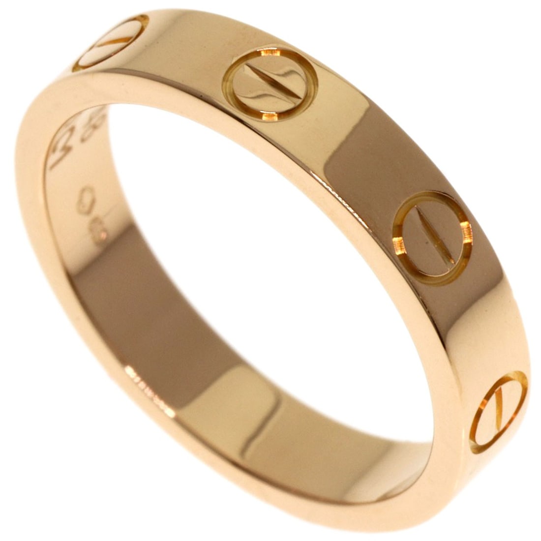 Ring K18 Pink Gold Mini Love Cartier #48: Ring K18 Pink Gold Mini Love Cartier #48 K18 Pink Gold Mini Love Cartier #48 is a delicate, gold ring featuring a minimalist design. This 4.5 US ring size piece boasts a high-purity K18 pink gold