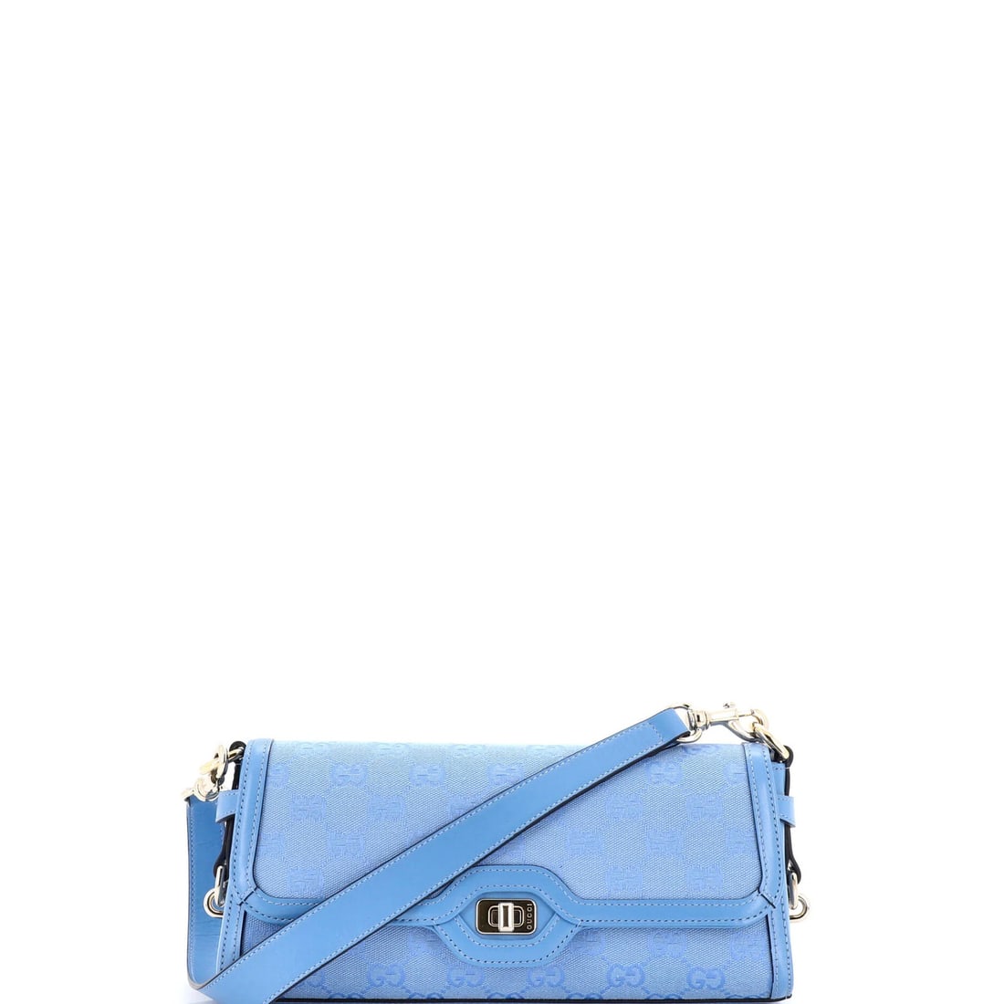 Gucci Small Canvas Luce Shoulder Bag: Gucci Small Canvas Luce Shoulder Bag Small but stylish, this Gucci Small Canvas Luce Shoulder Bag boasts a vibrant blue canvas exterior and matching interior, complete with gold tone hardware. Minor s