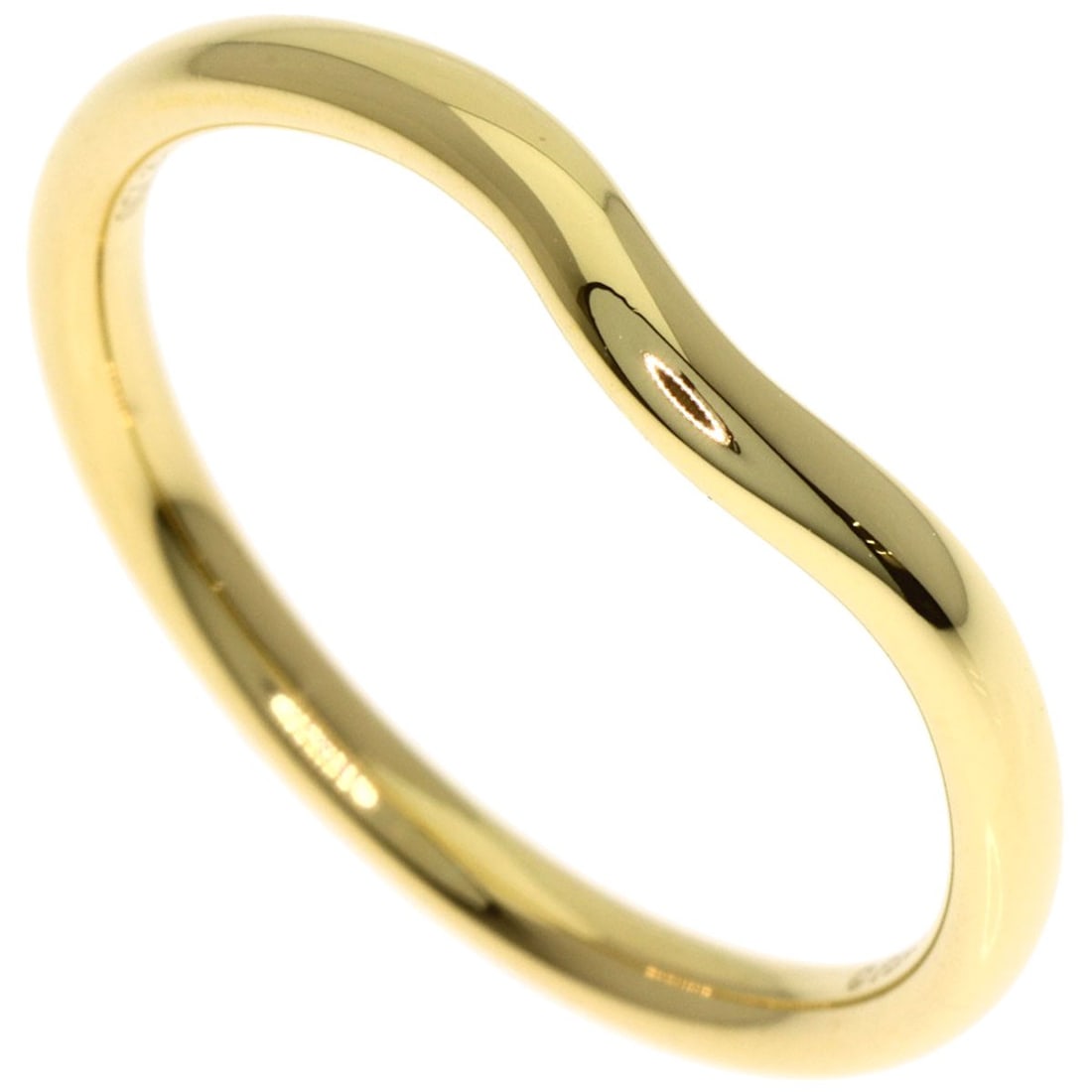 Tiffany&Co Curved Gold K18 Yellow Ring Band: Tiffany&Co Curved Gold K18 Yellow Ring Band K18 Yellow Gold Curved Ring Band from Tiffany&Co. Features a sleek, curved design made from 18k yellow gold, a precious metal alloy known for its durability