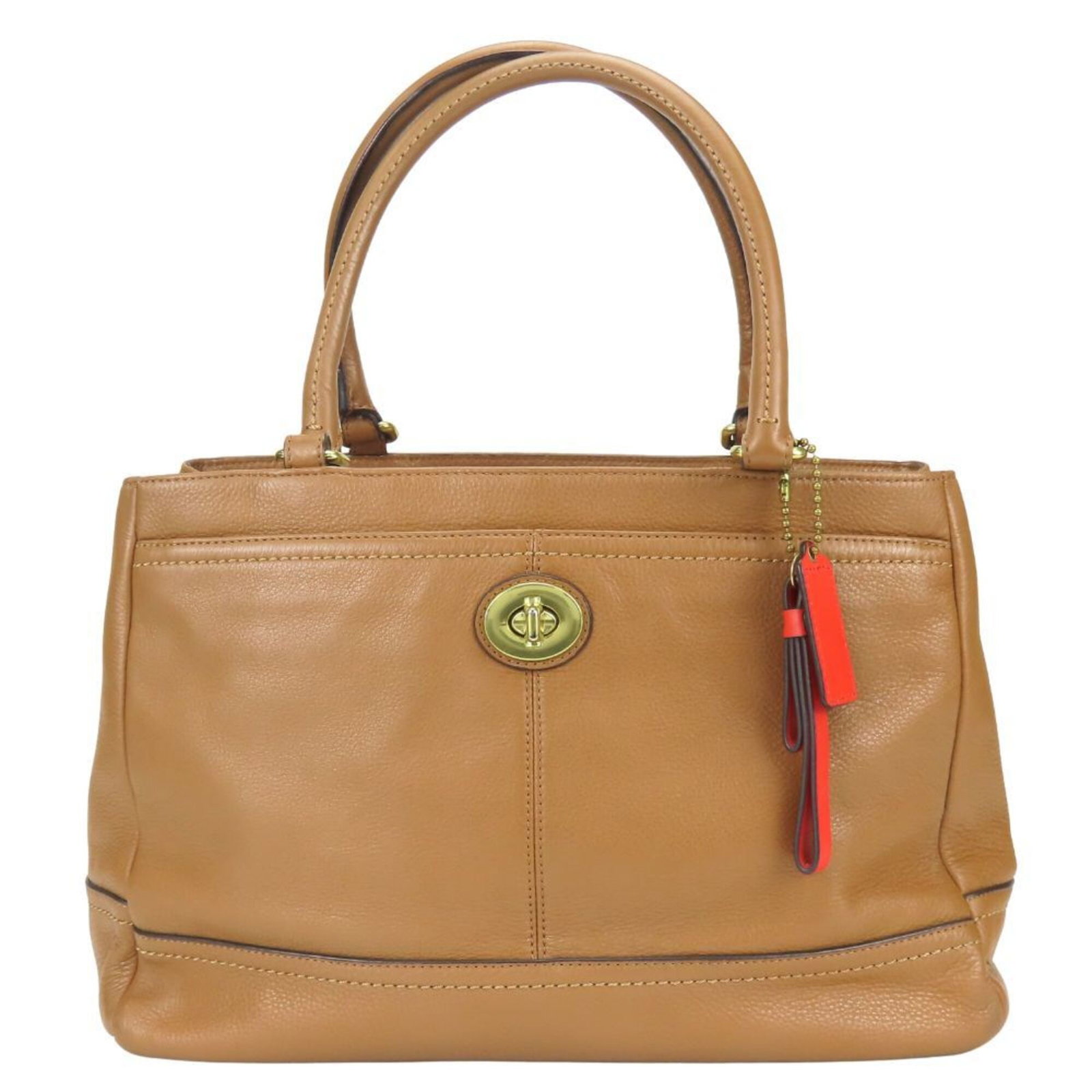 Coach Tote Bag Leather: Coach Tote Bag Leather This Coach tote bag is made from high-quality leather, offering a classic and timeless design. Its brown color and compact size make it a versatile and practical accessory for e